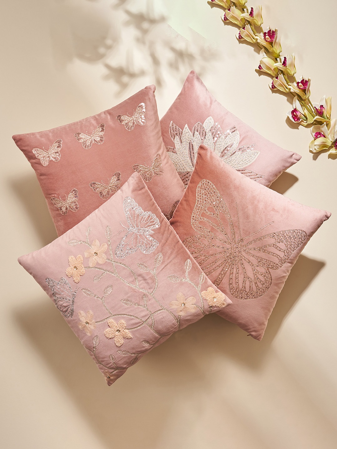 

Home Centre Eternity Viviere Pink Embellished Filled Cushions