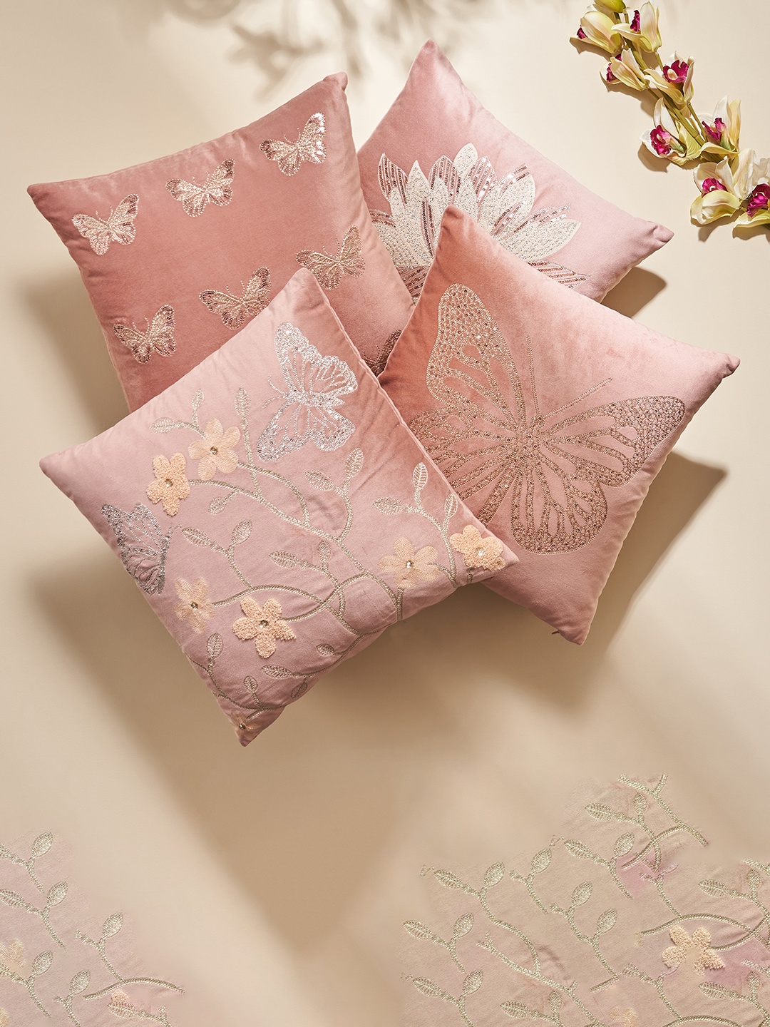 

Home Centre Pink & Peach Eternity Viviere Embroidered Filled Cushion