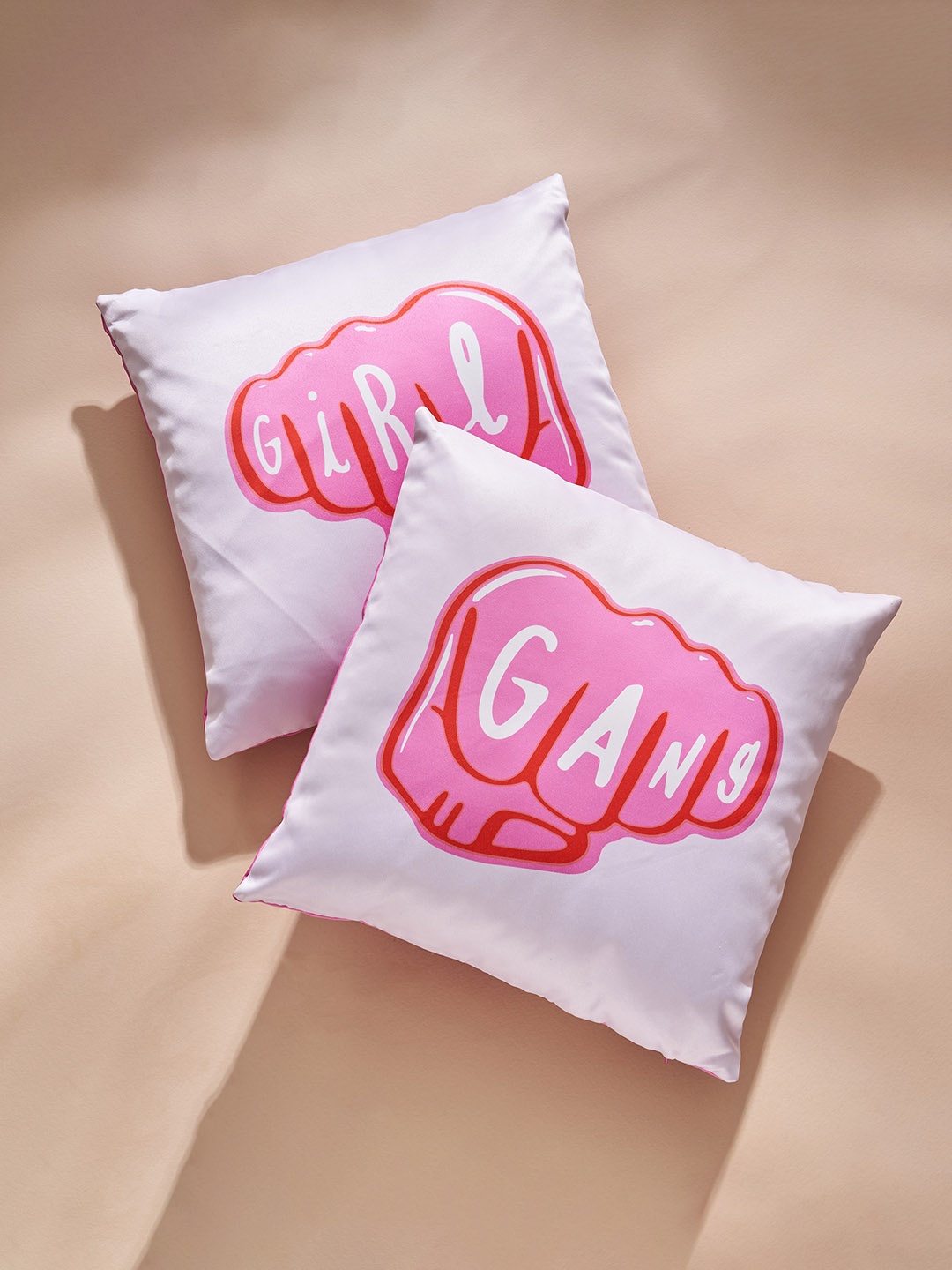 

Home Centre Pink & White 2 Pieces Printed Filled Cushions