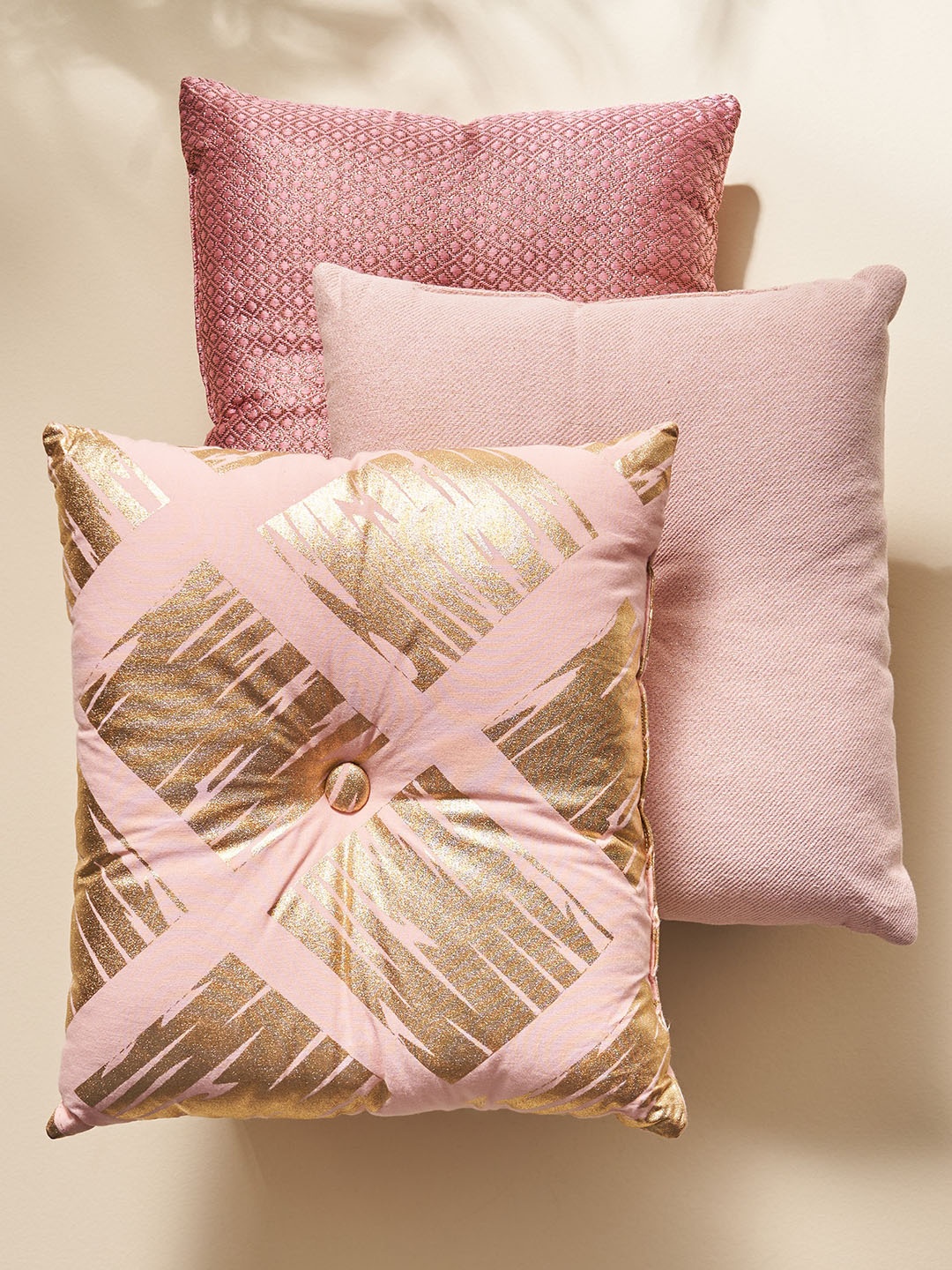 

Home Centre Pink 3 Pieces Printed Cushions