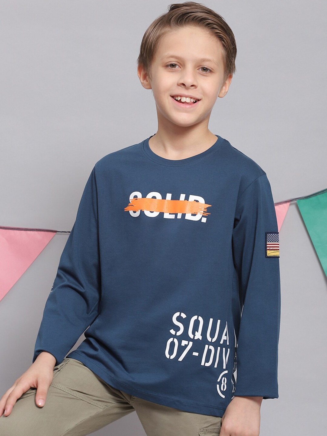 Monte Carlo Boys Typography Printed Pure Cotton T-shirt, Teal