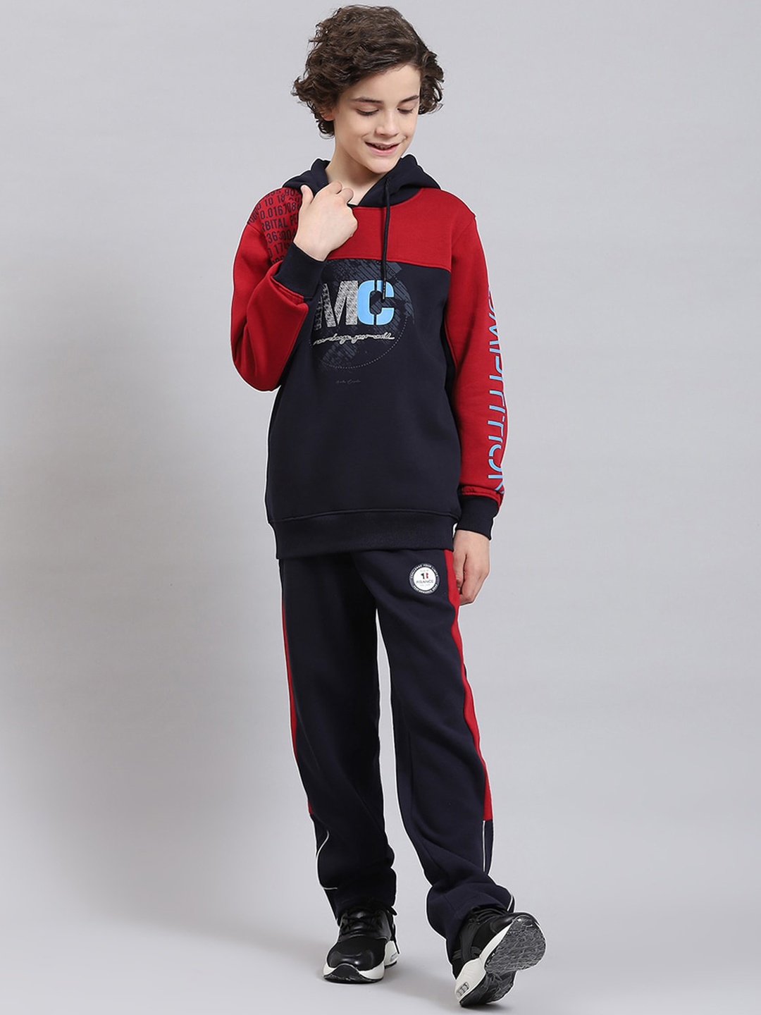 

Monte Carlo Boys Colourblocked Hooded Cotton Tracksuit, Maroon