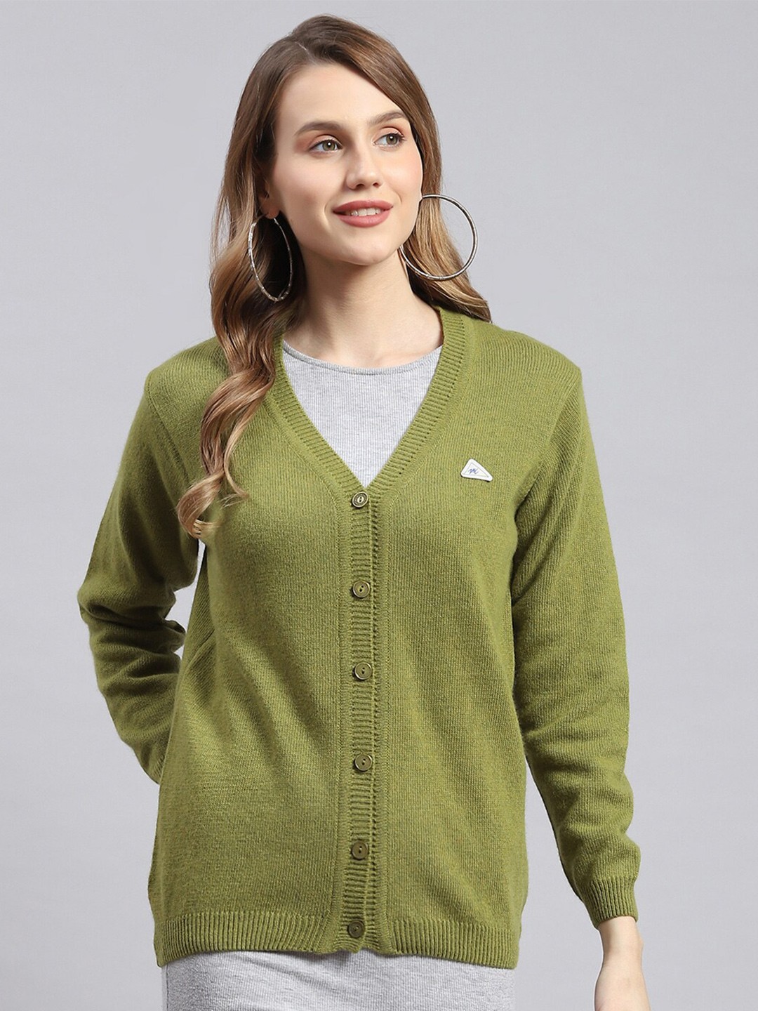

Monte Carlo V-Neck Woollen Cardigan, Green