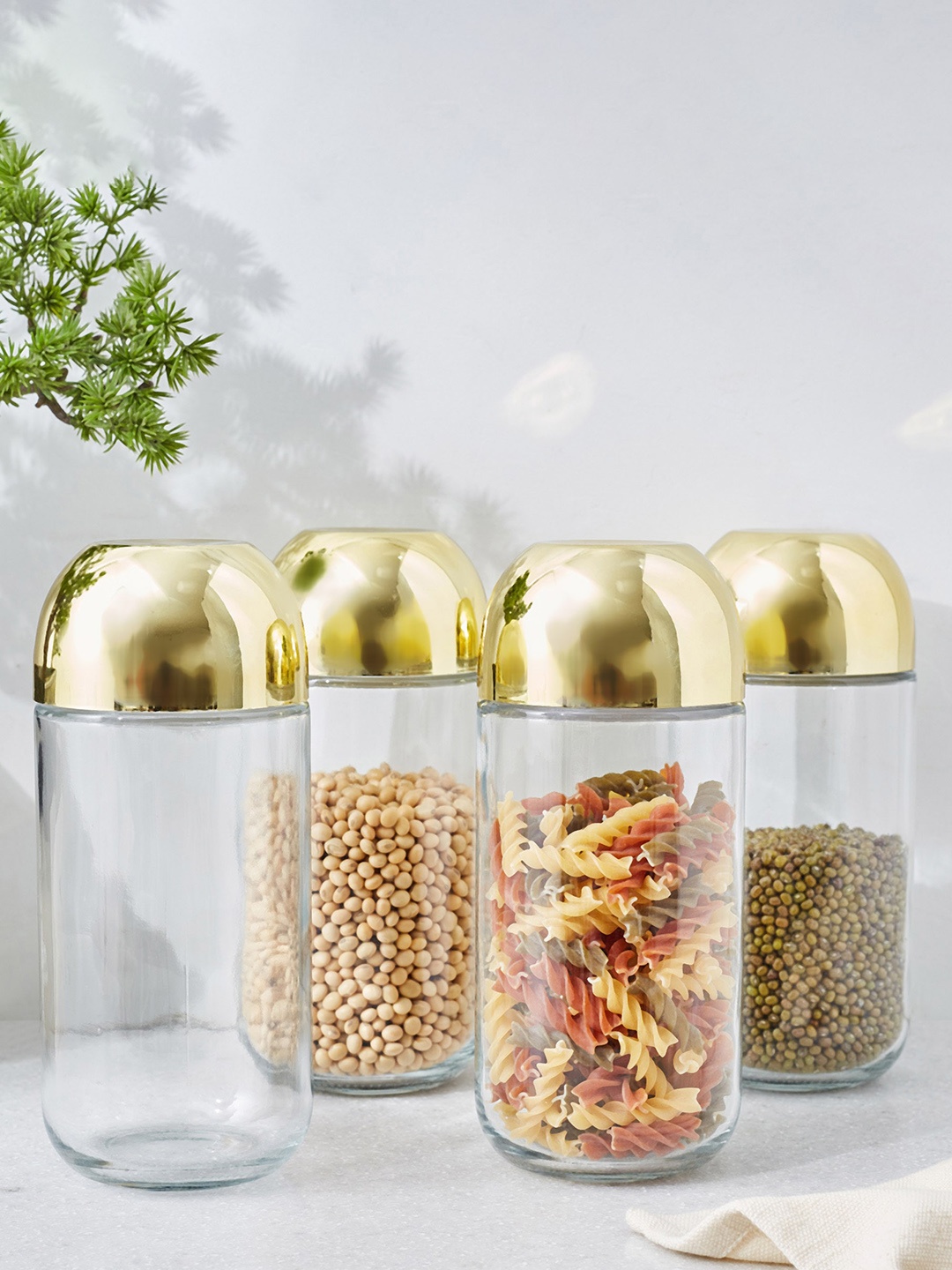 

Home Centre Travis 4 Peces Transparent Glass Storage Canisters With Lid 800 ML Each