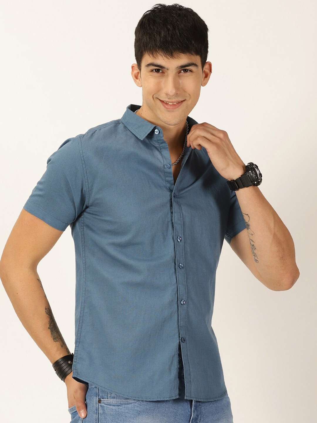Moda Rapido Classic Slim Fit Casual Shirt, Teal
