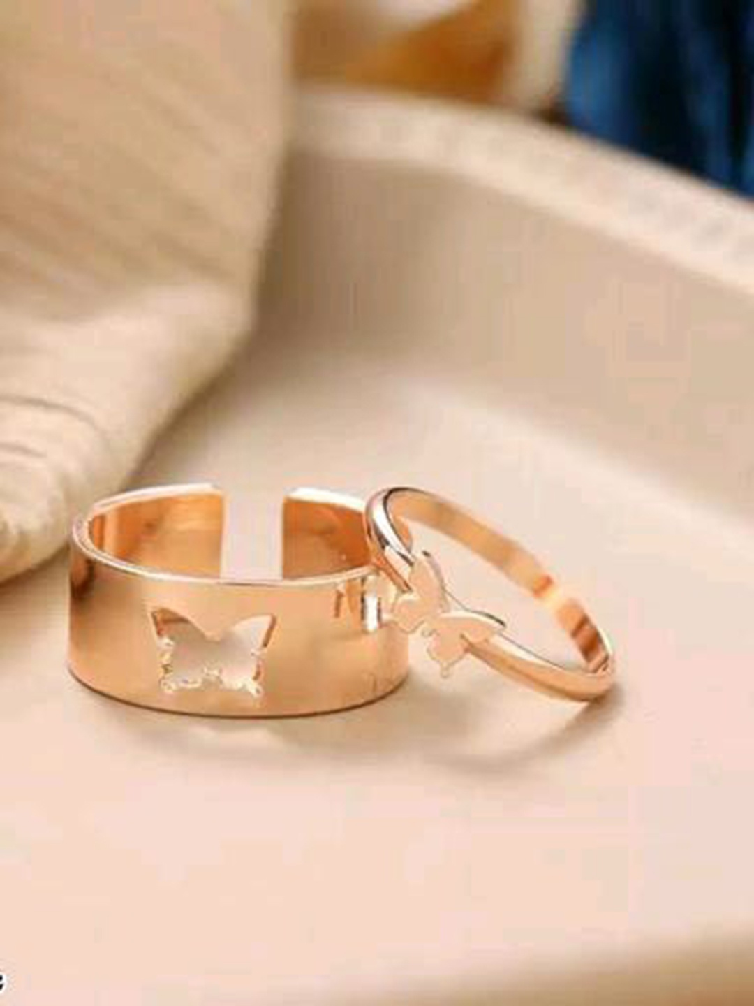 

VIEN Rose Gold Plated Adjustable Butterfly Finger Ring