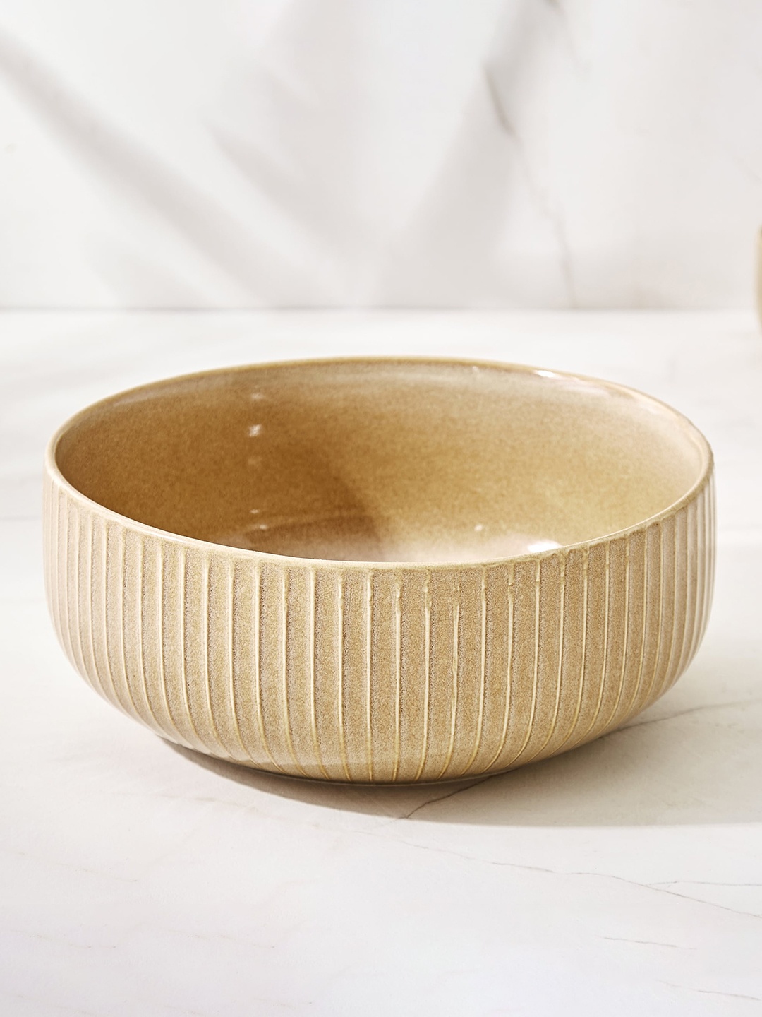 

Home Centre Cerradura Sombre Beige Ribbed Stoneware Serving Bowl - 800 ML