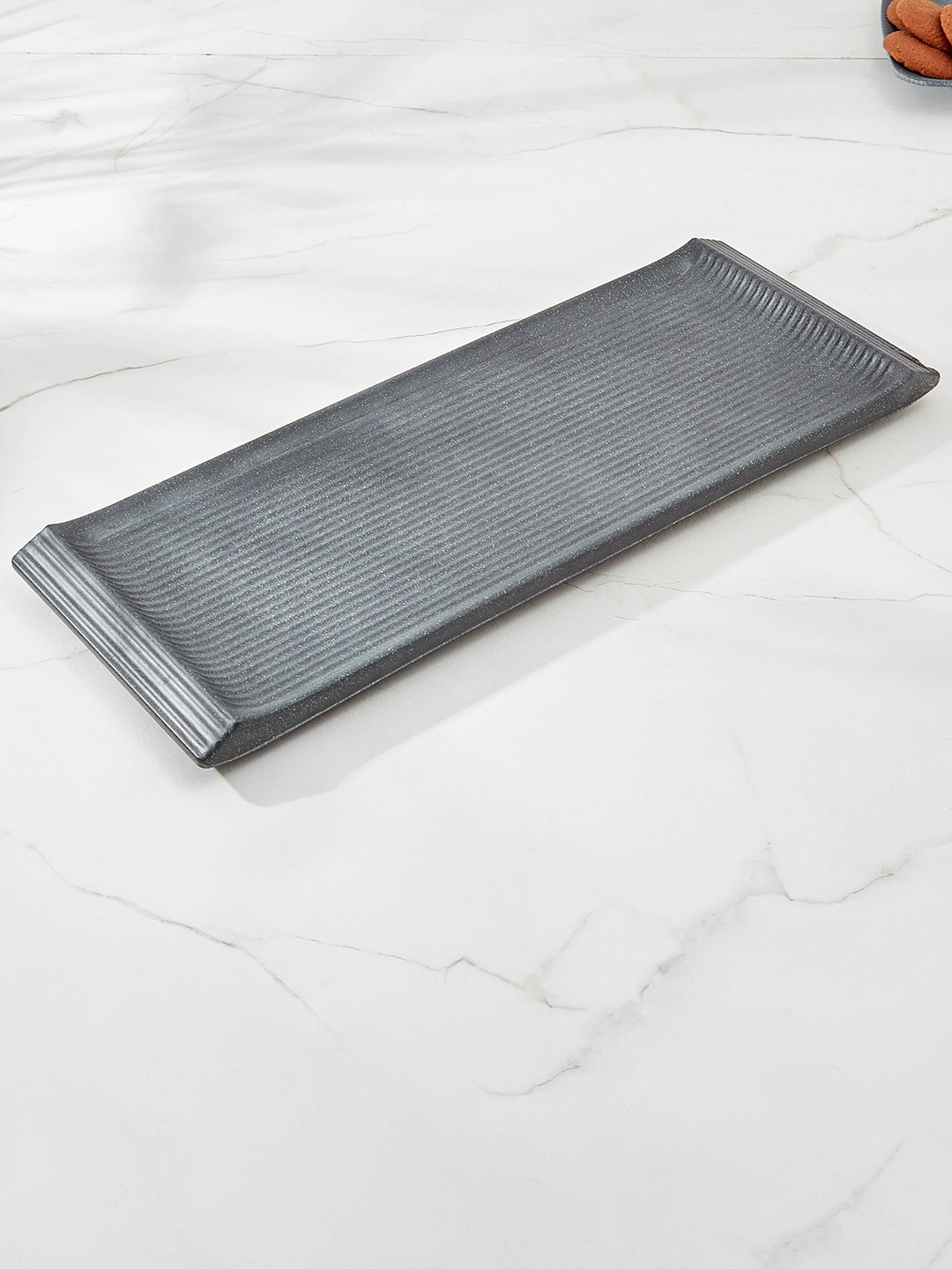 

Home Centre Corsica Silvano Charcoal Grey Ribbed Melamine Serving Platter