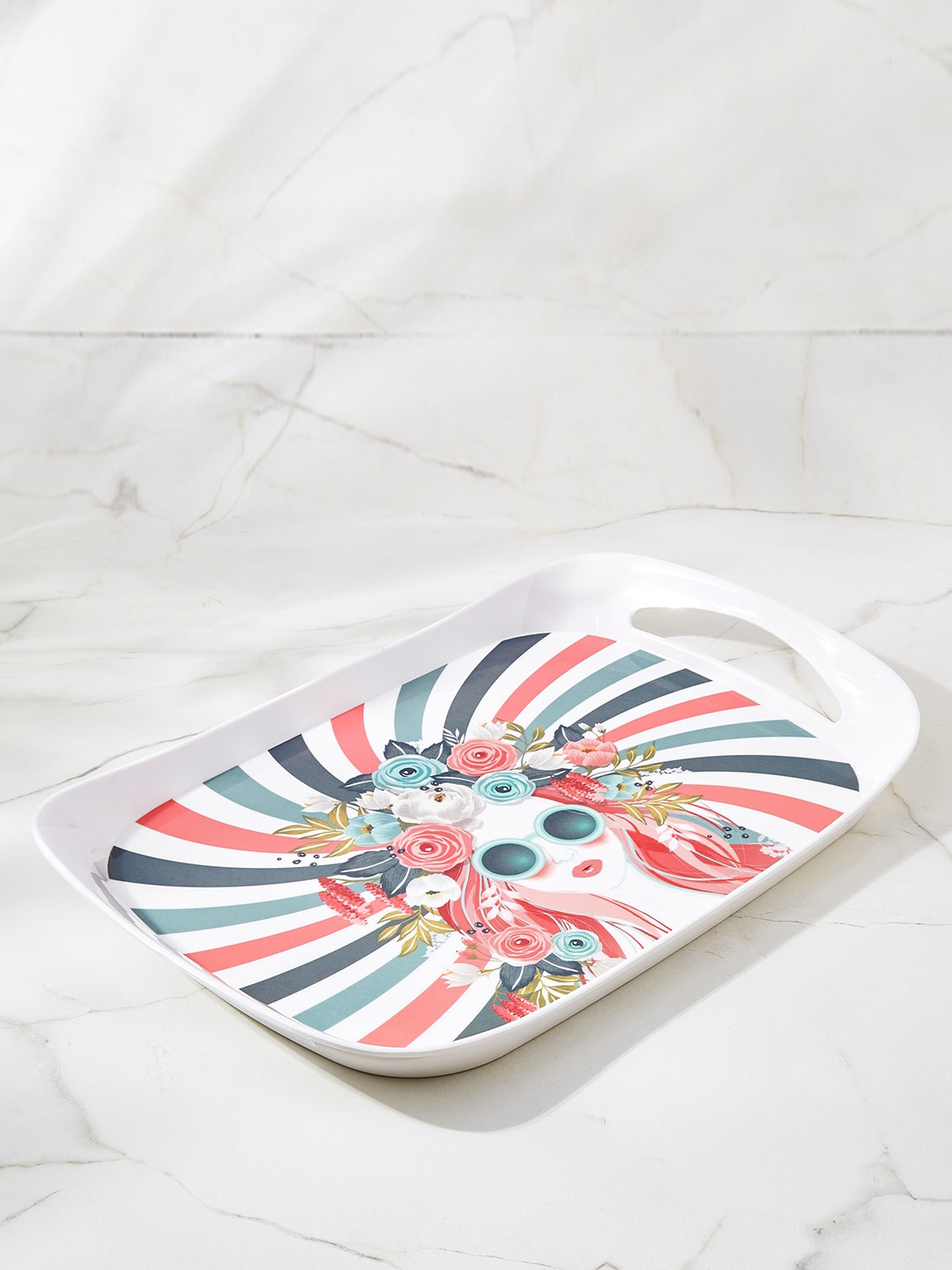 

Home Centre Raisa Pastel Retro Blue Printed Melamine Serving Tray