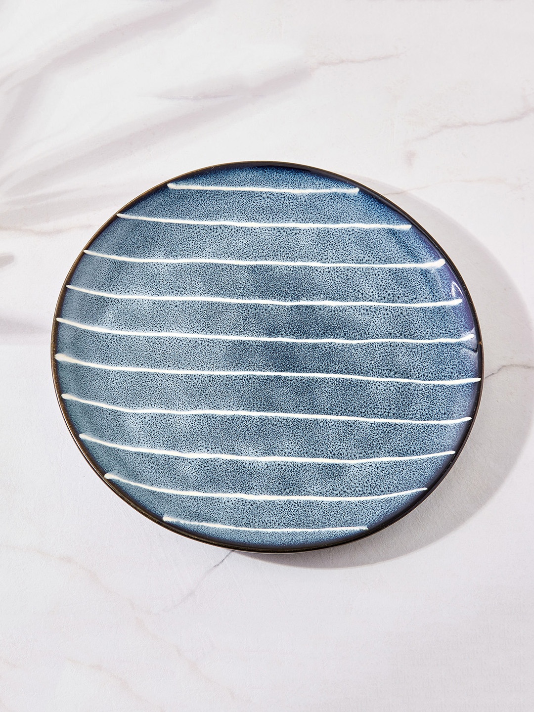 

Home Centre Cerradura Blue Striped Stoneware Side Plate
