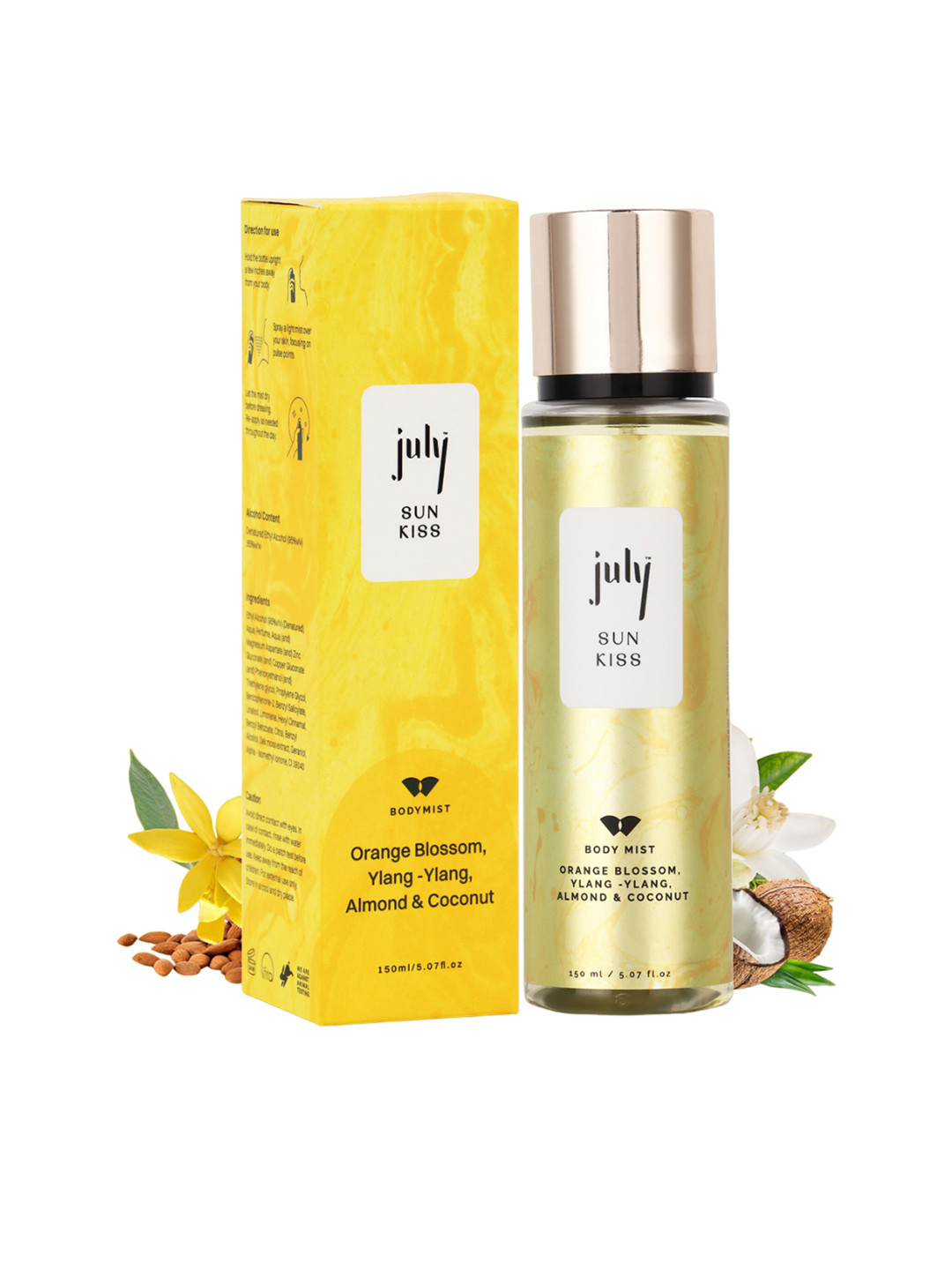 

July Sun Kiss Women Body Mist Spray - 150ml, Yellow