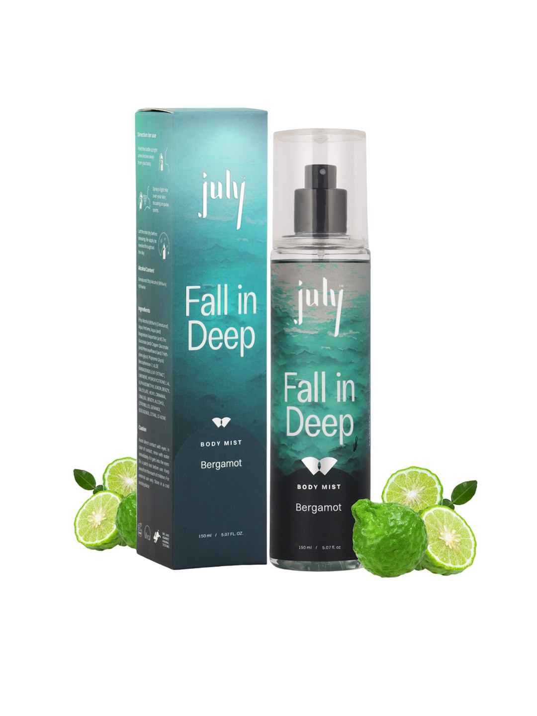 

July Fall In Deep Women Long Lasting Body Mist Spray - 150ml, Turquoise blue