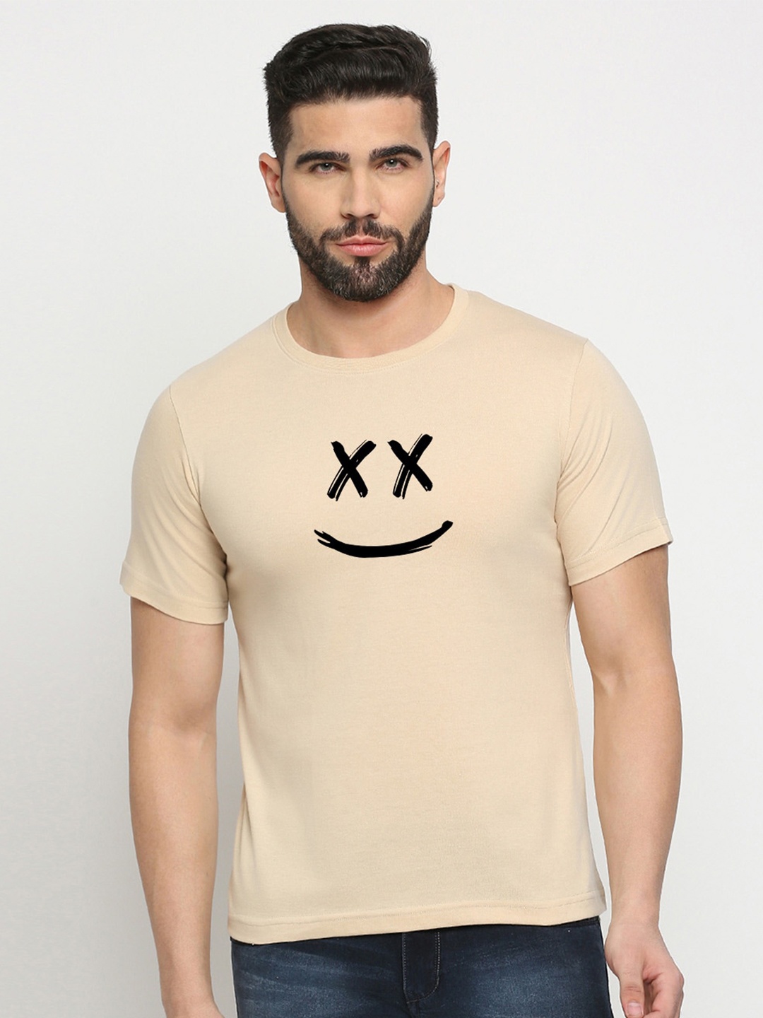 

MOD ECRU Graphic Printed Regular Fit Cotton Casual T-shirt, Cream