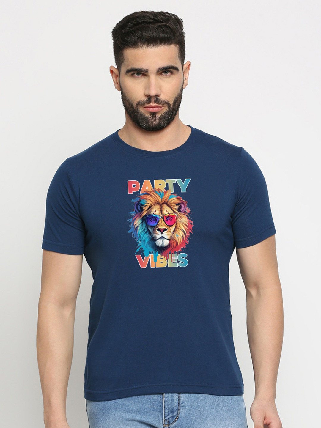 

MOD ECRU Graphic Printed Cotton Casual T-Shirt, Blue