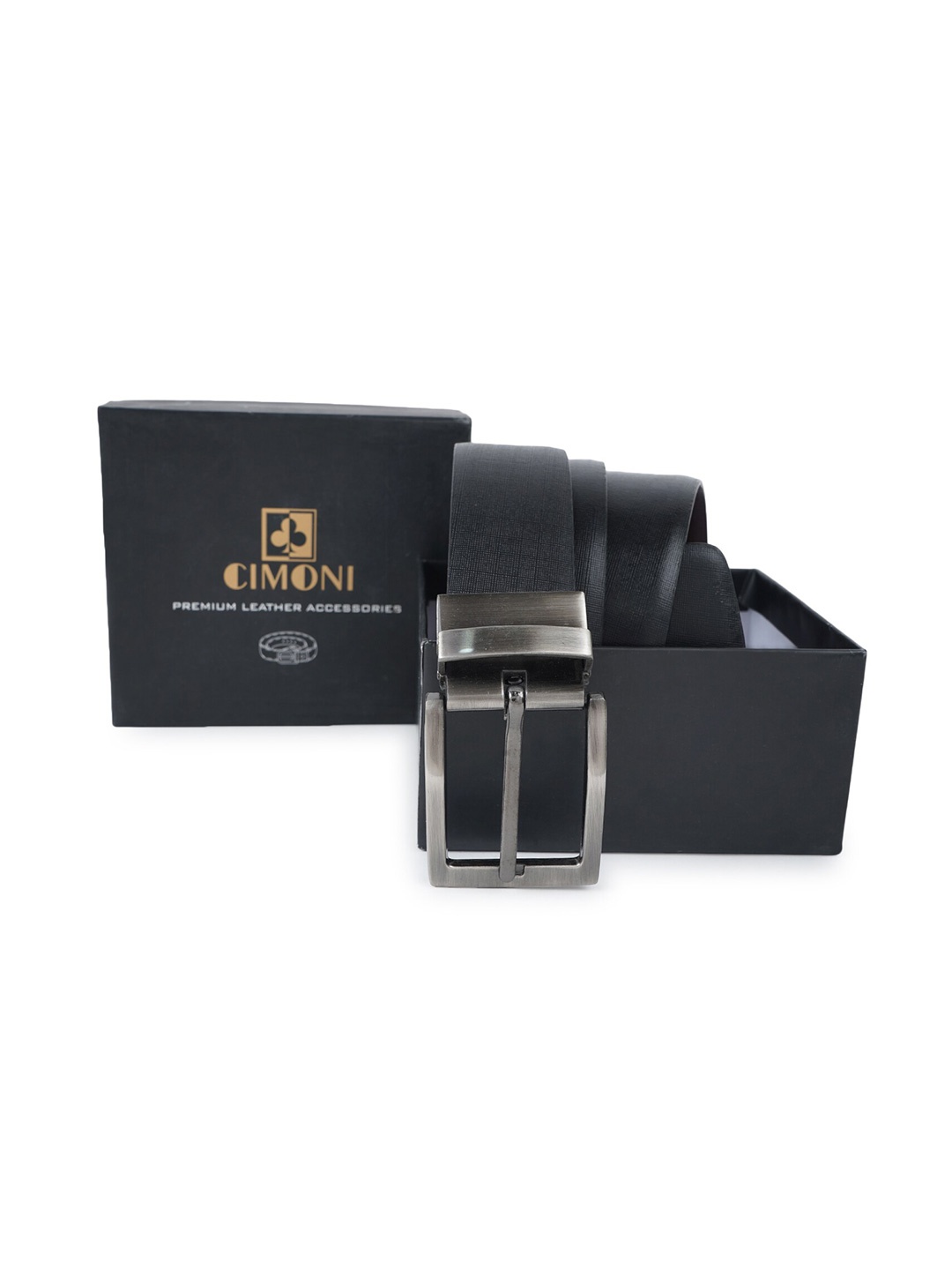 

CIMONI Men Leather Reversible Belt, Black