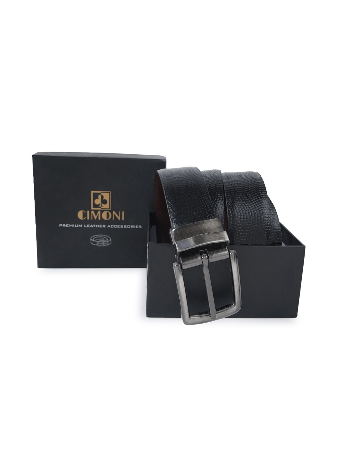 

CIMONI Men Leather Reversible Belt, Black