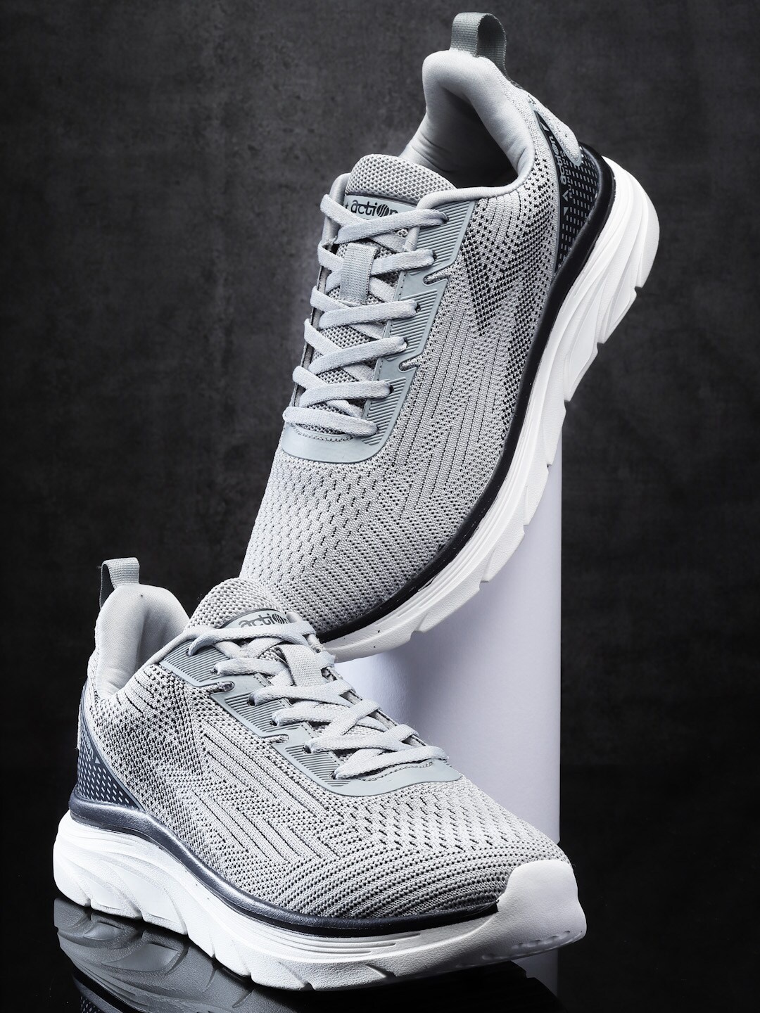 

Action Men Runner-113 Textured Lace-Up Running Shoes, Grey
