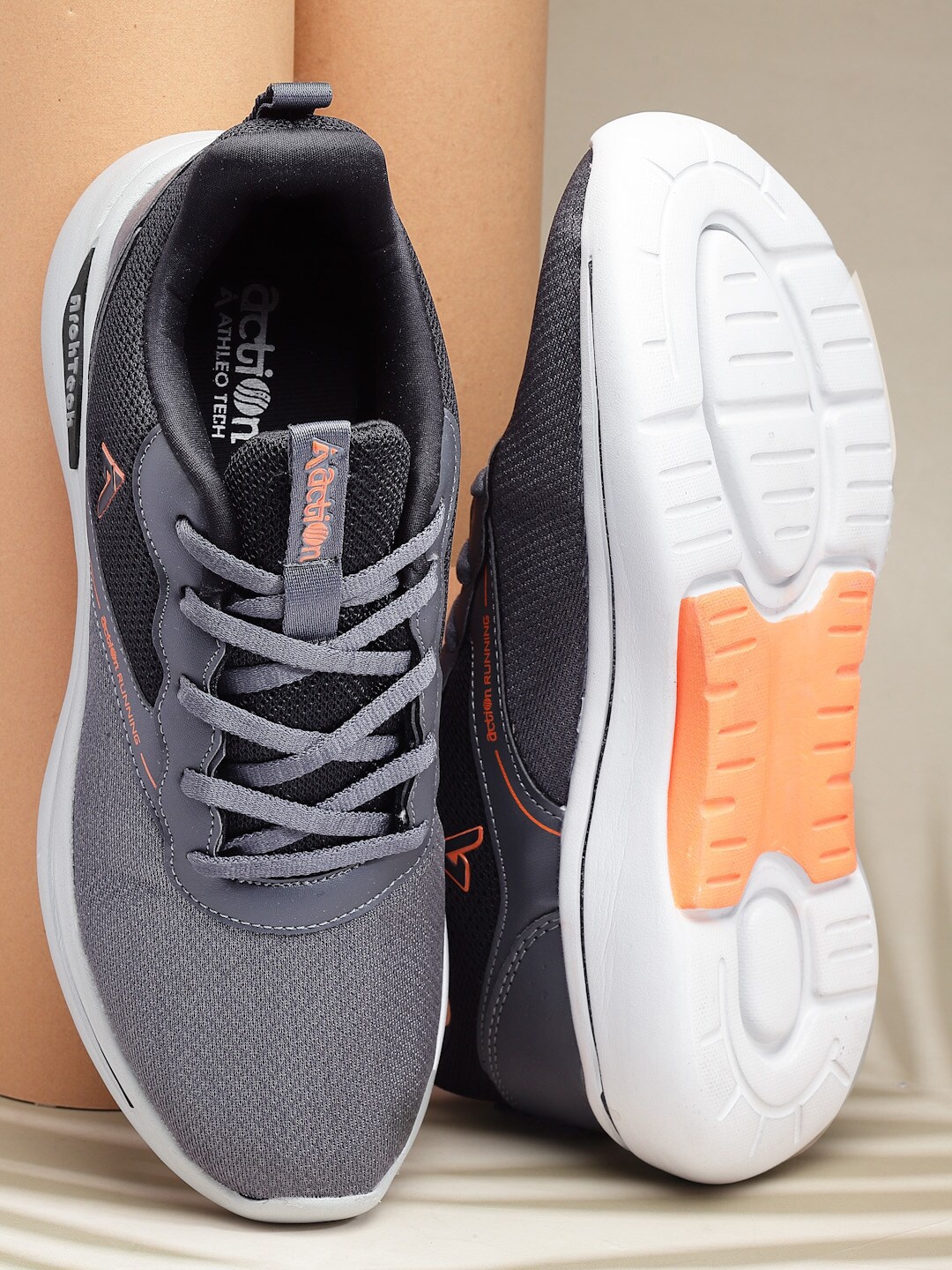 

Action Men Swift-115 Textured Lace-Up Running Shoes, Grey