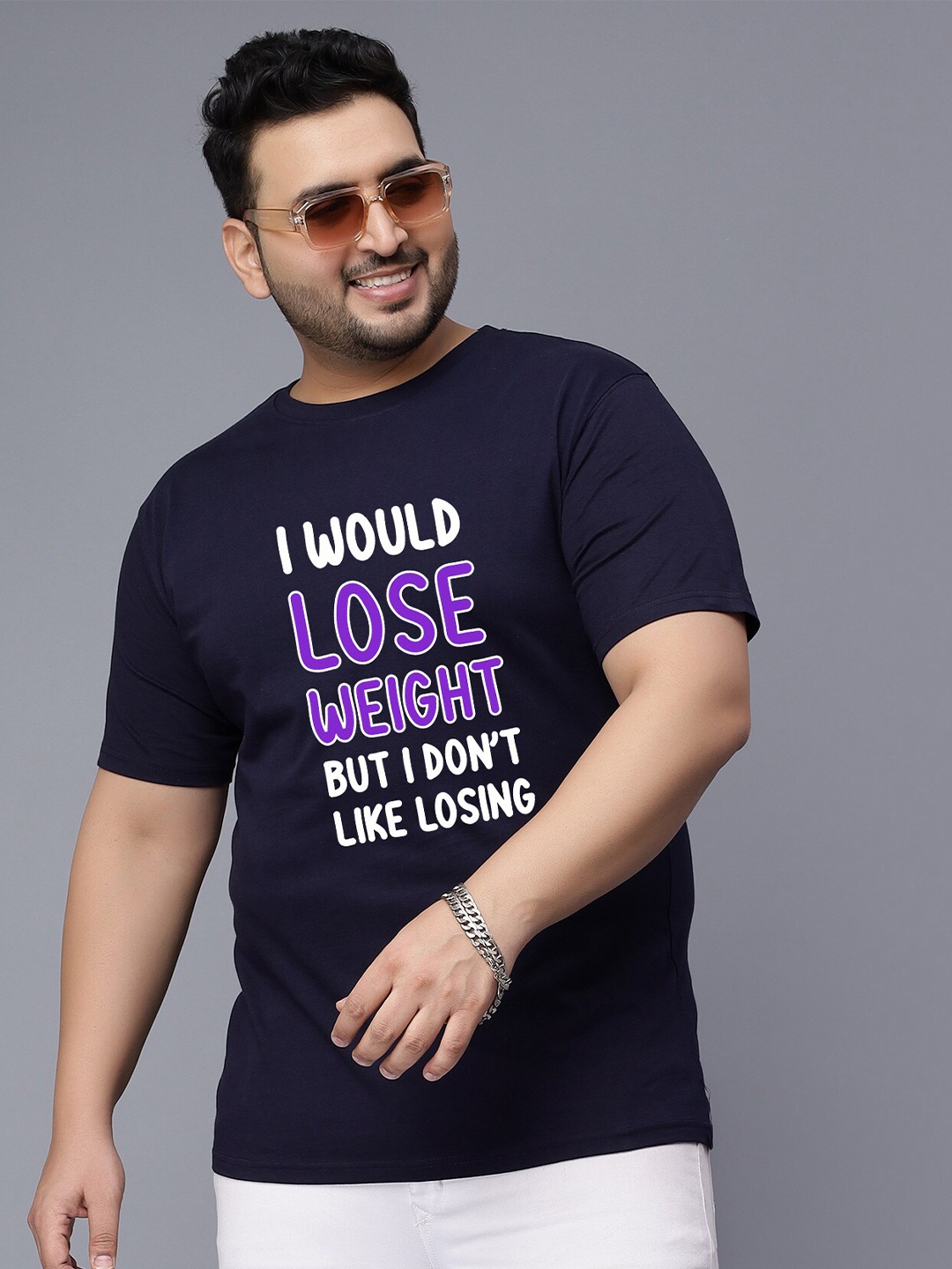 

Toodle Plus Unisex Typography Printed Cotton T-shirt, Navy blue