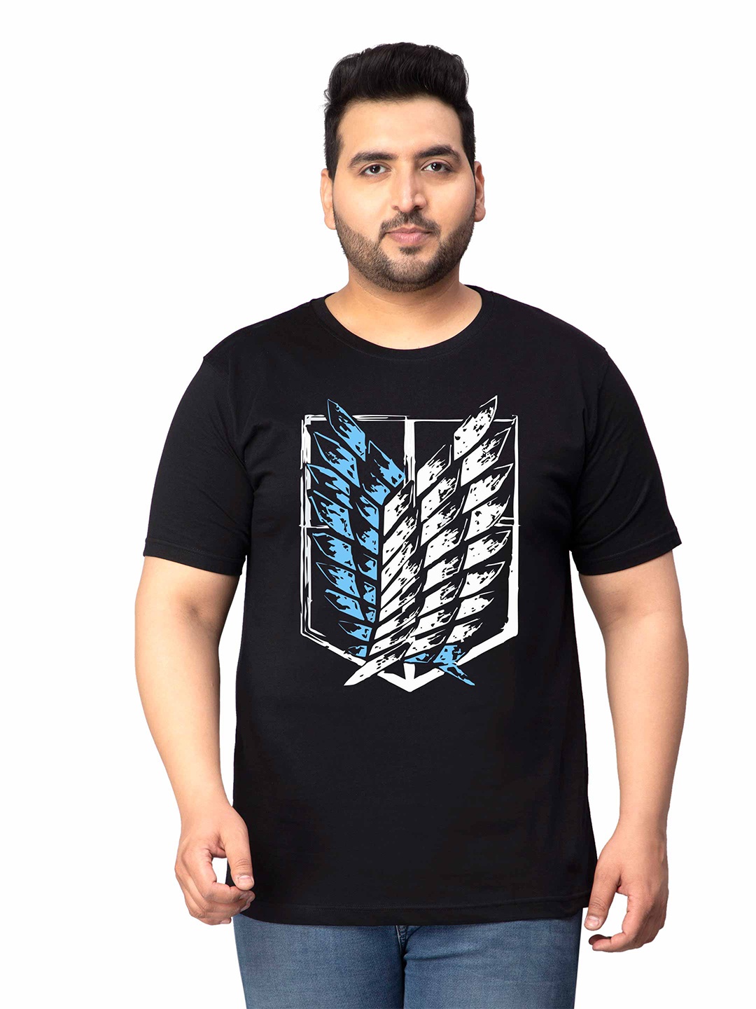 

Toodle Plus Size Unisex Graphic Printed Cotton T-shirt, Black