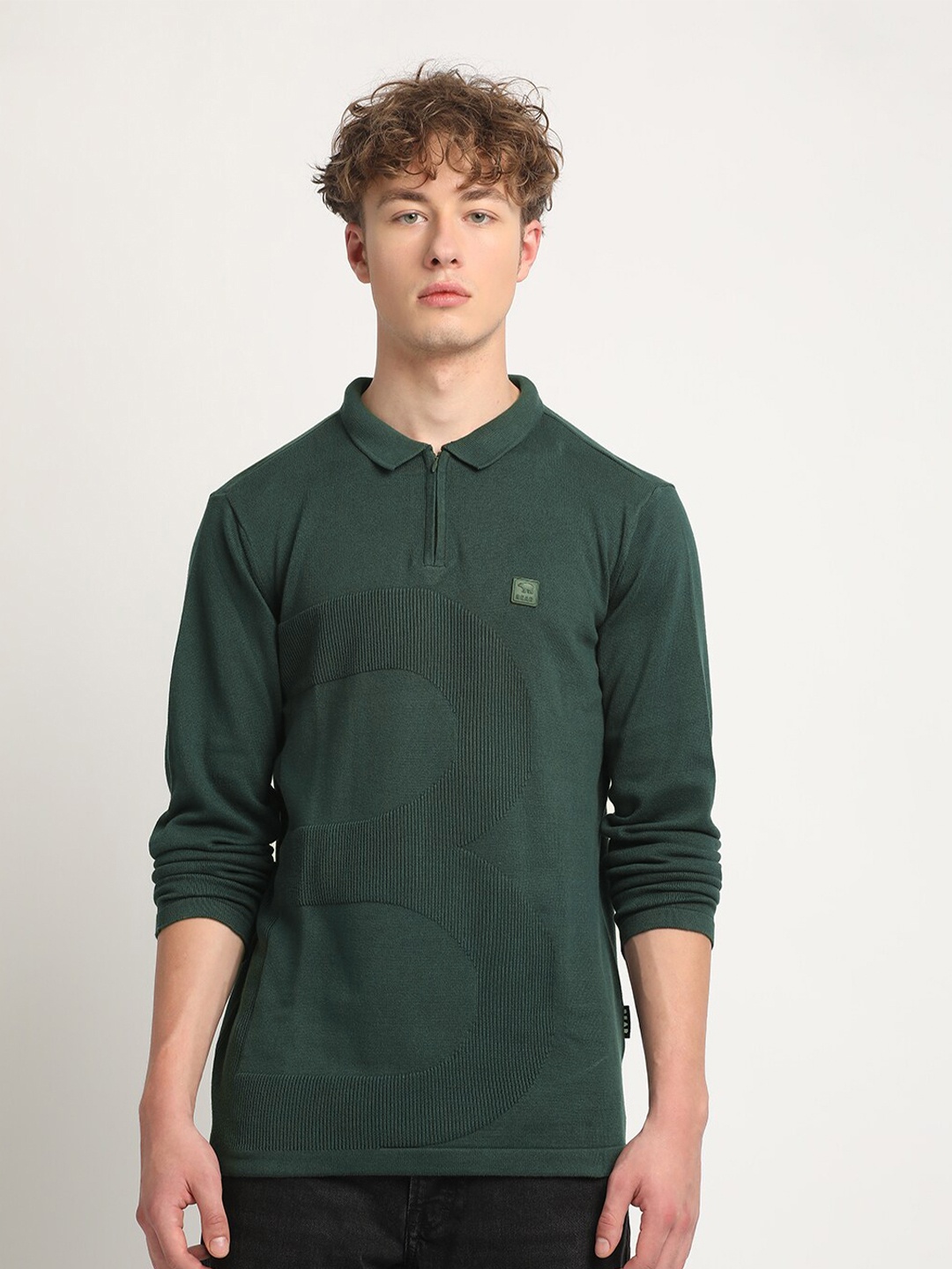 

THE BEAR HOUSE Polo Collar Slim Fit Pure Cotton T-shirt, Green
