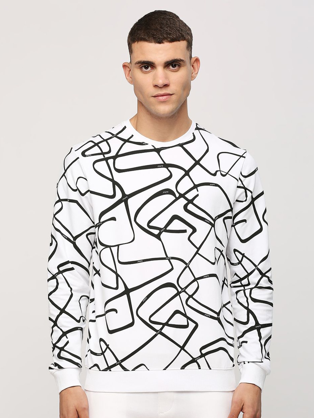 Pepe Jeans Abstract Printed Cotton Sweatshirt, White