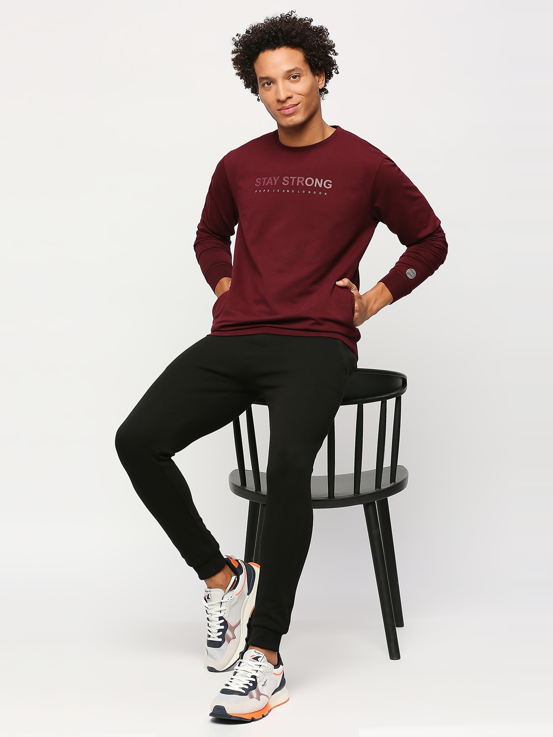 

Pepe Jeans Typography Printed Cotton Sweatshirt, Maroon