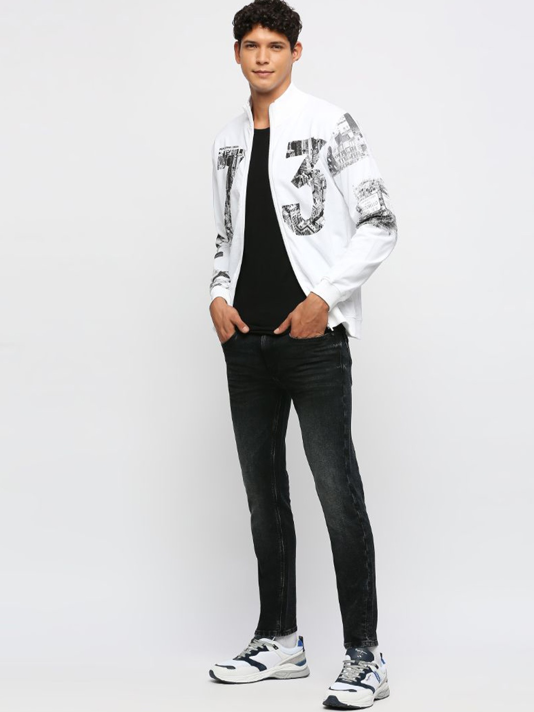 

Pepe Jeans Typography Printed Pure Cotton Front-Open Sweatshirt, White