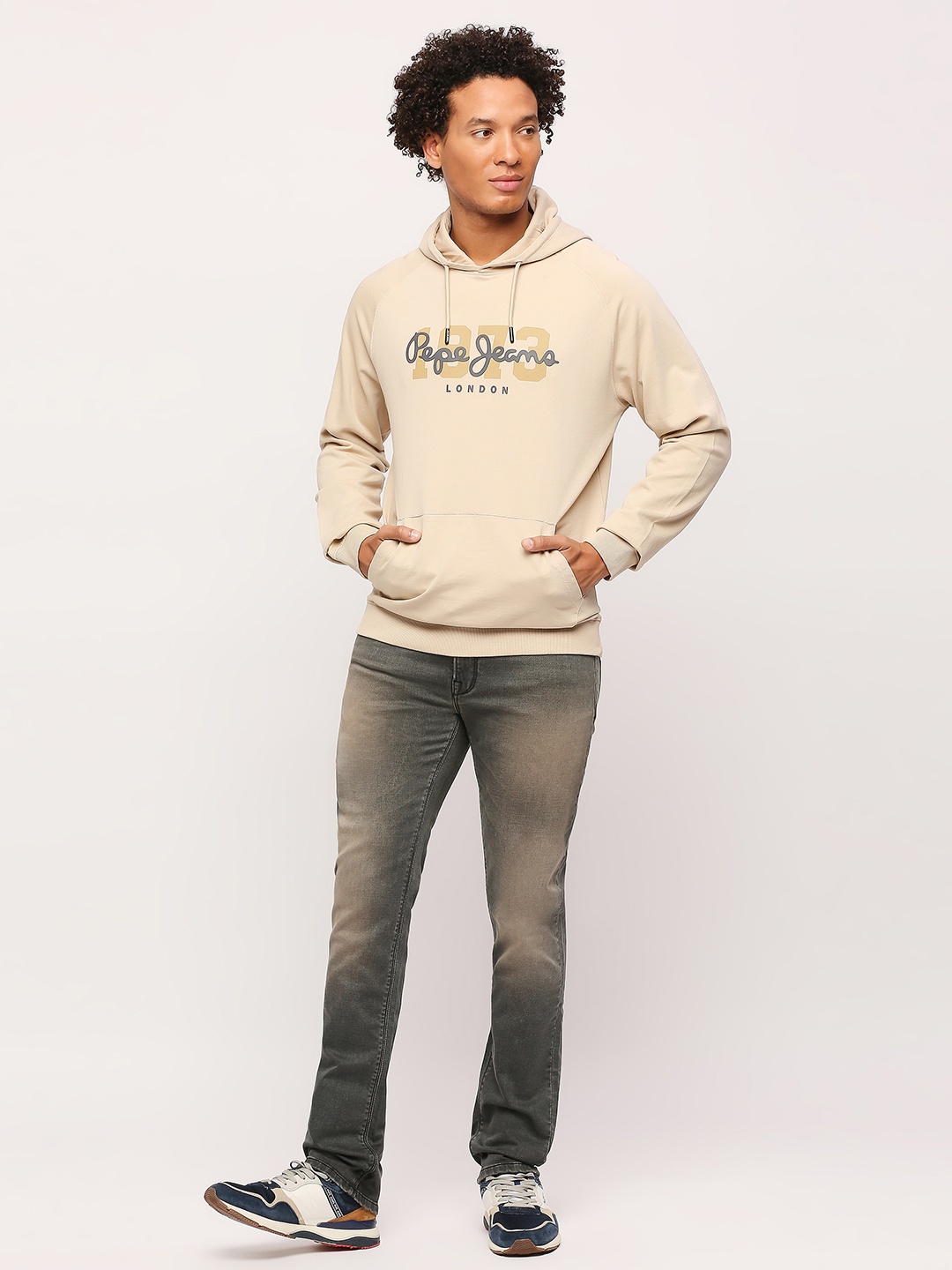 

Pepe Jeans Typography Printed Hooded Pure Cotton Pullover Sweatshirt, Cream