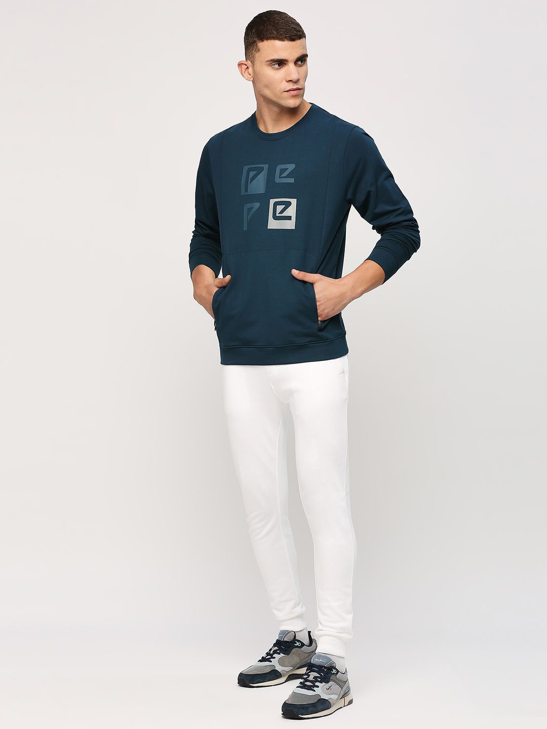 

Pepe Jeans Typography Printed Ribbed Sweatshirt, Teal