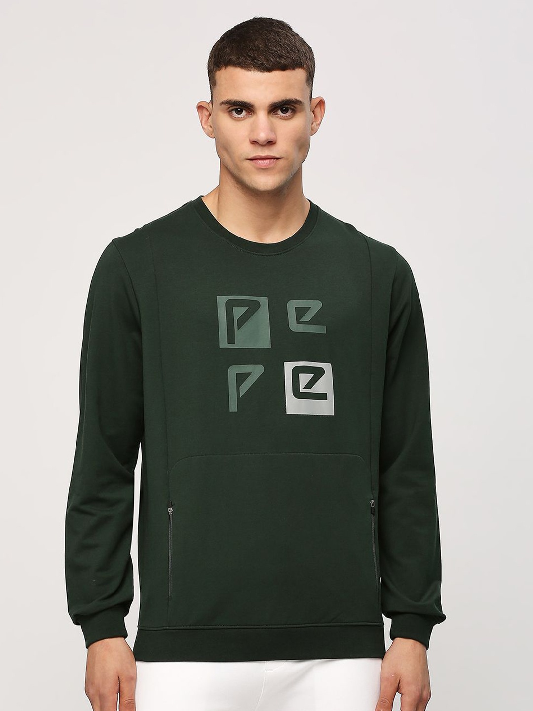 

Pepe Jeans Brand Logo Printed Cotton Sweatshirt, Green