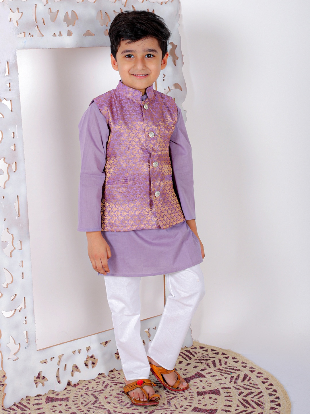 

Superminis Boys Pure Cotton Kurta with Pyjamas, Purple