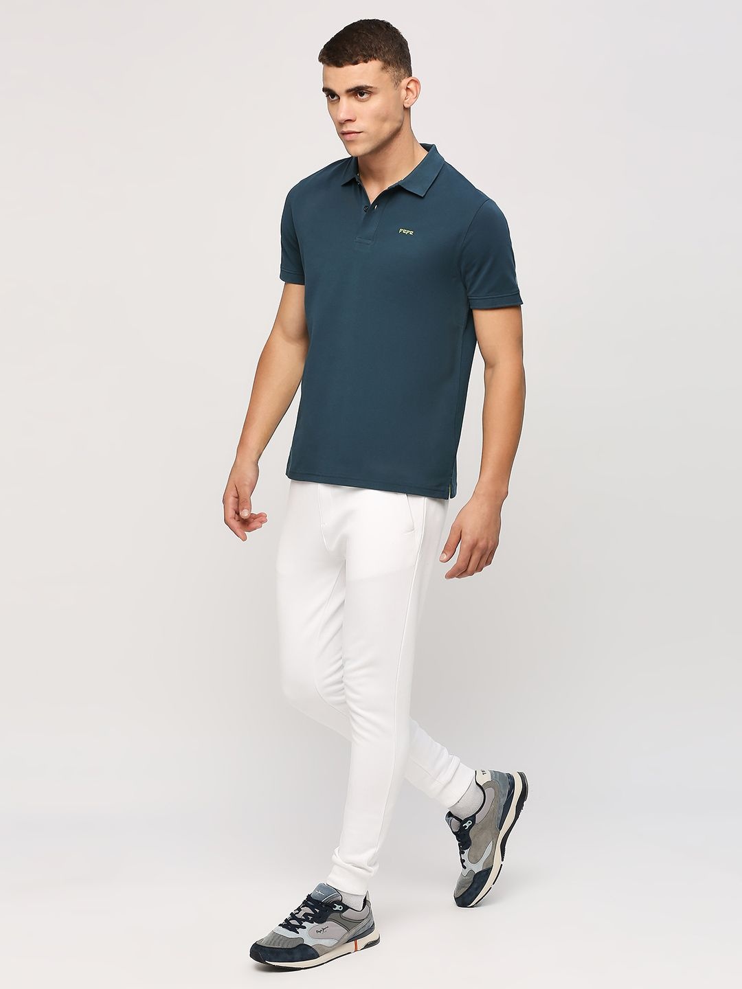Pepe Jeans Polo Collar Cotton T Shirt, Teal