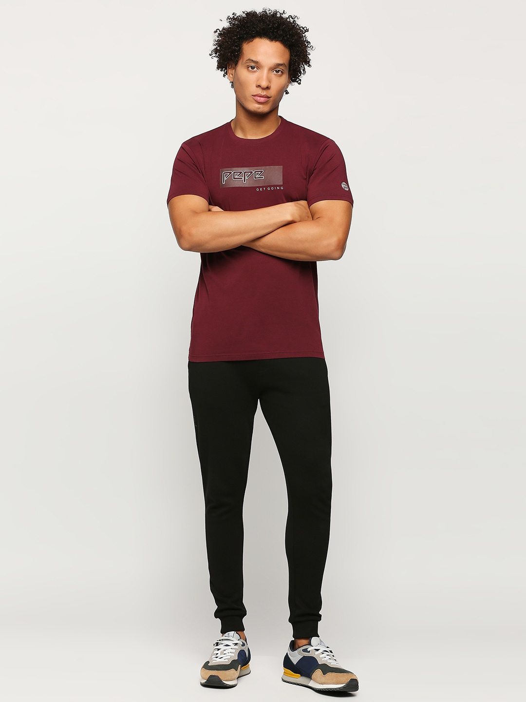 Pepe Jeans Typography Printed Round Neck Slim Fit T-shirt, Red