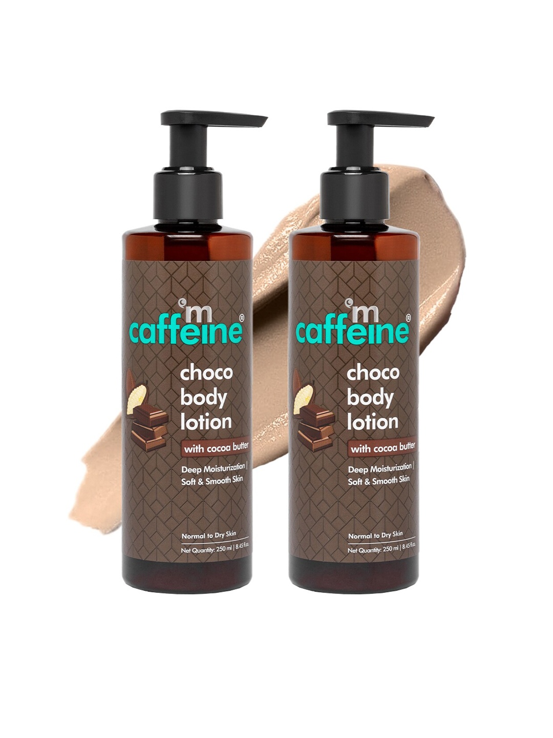 

MCaffeine Set of 2 Choco Body Lotion with Cocoa Butter - 250 ml each, Brown