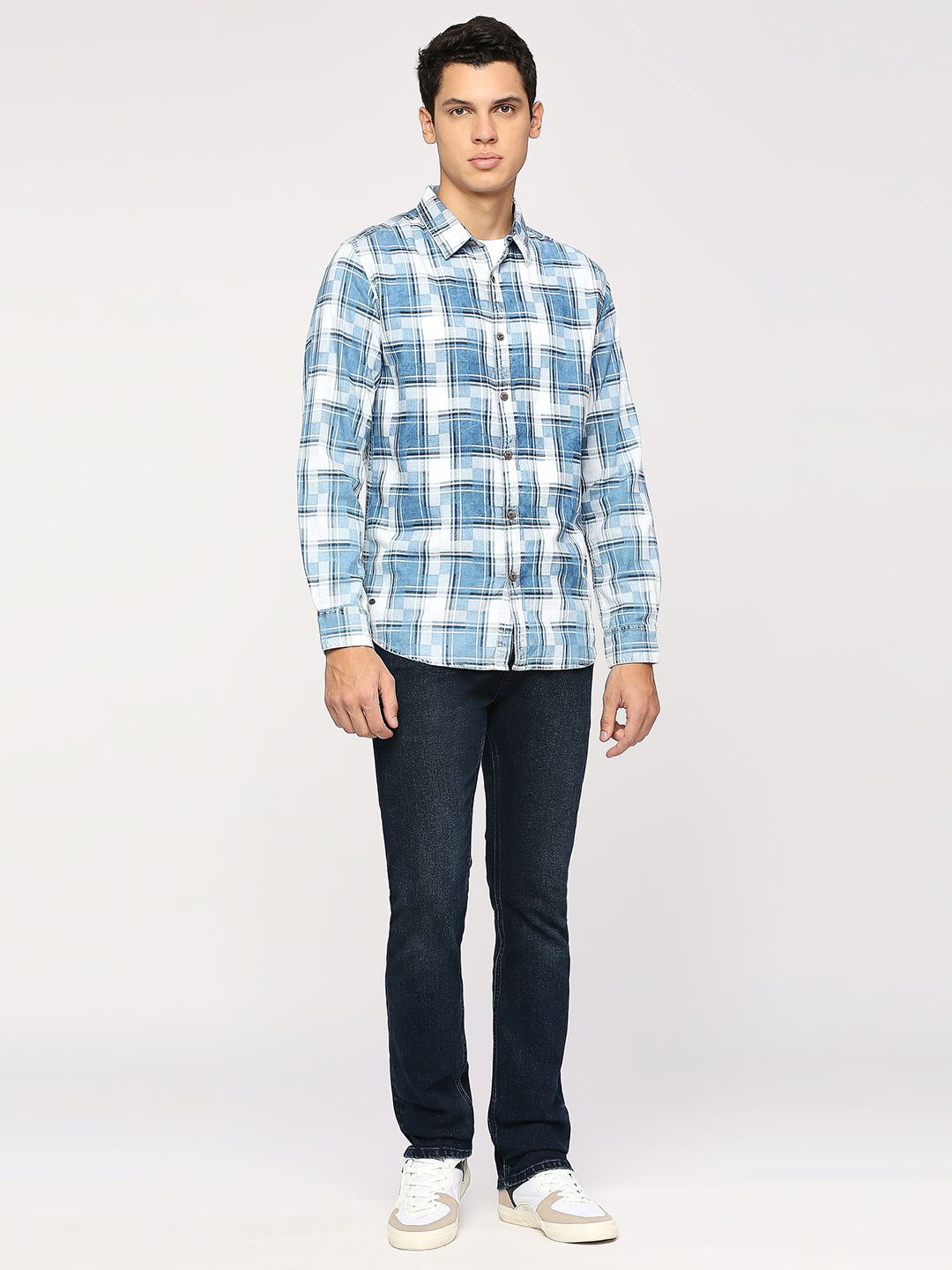 Pepe Jeans Checked Cotton Casual Shirt, Blue