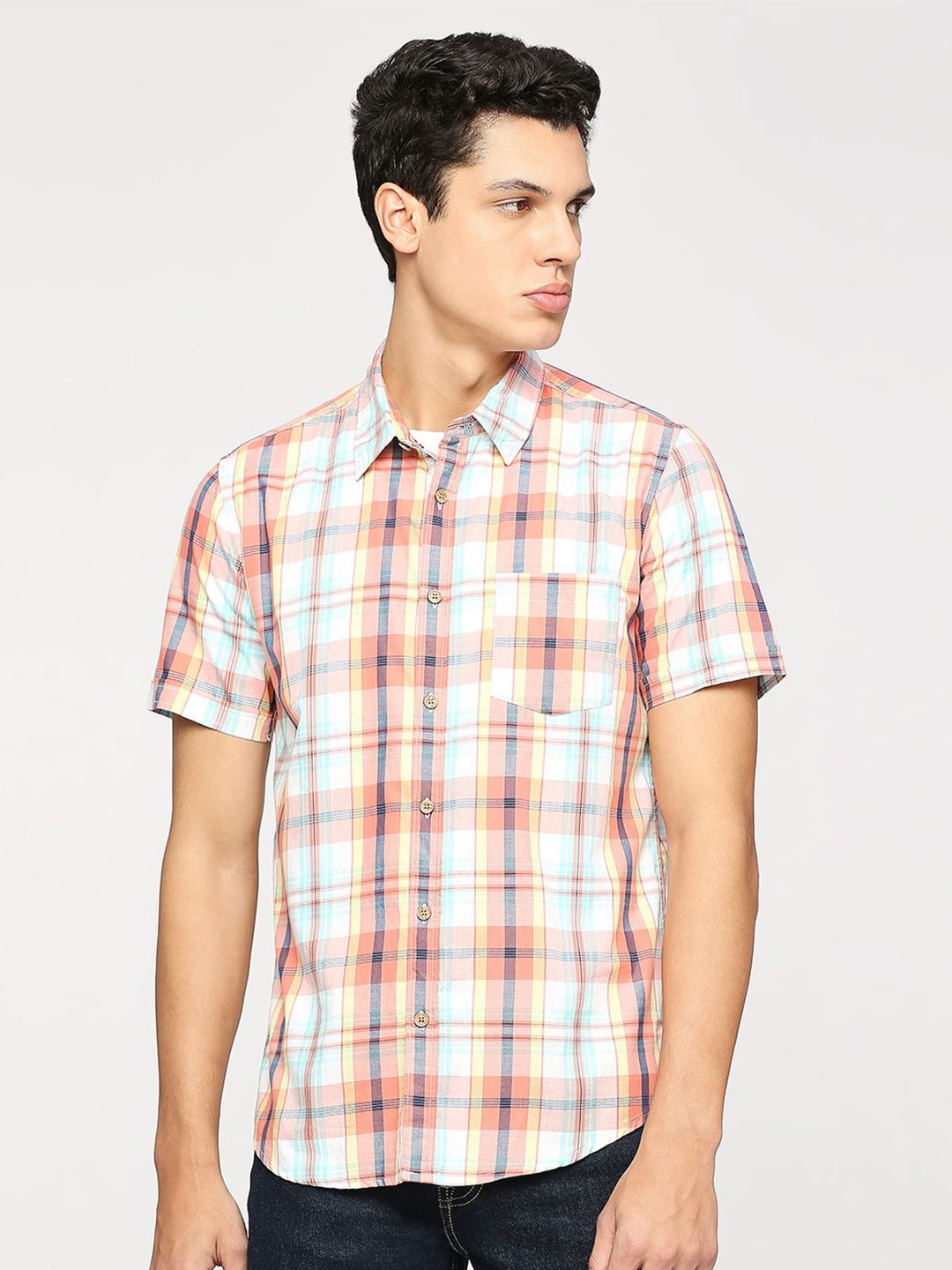 Pepe Jeans Tartan Checked Pure Cotton Casual Shirt, Pink
