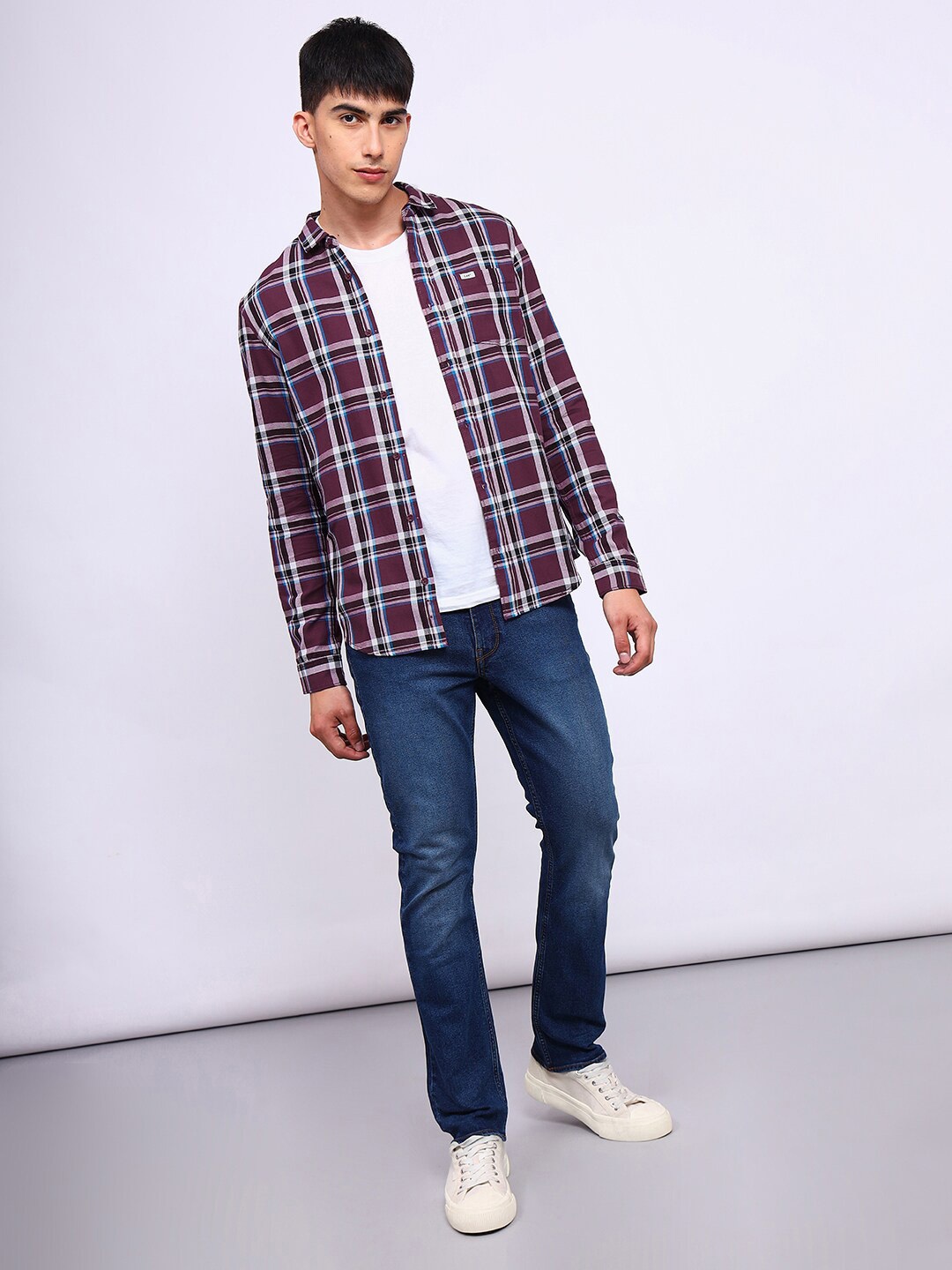 

Lee Tartan Checks Twill Cotton Casual Shirt, Red