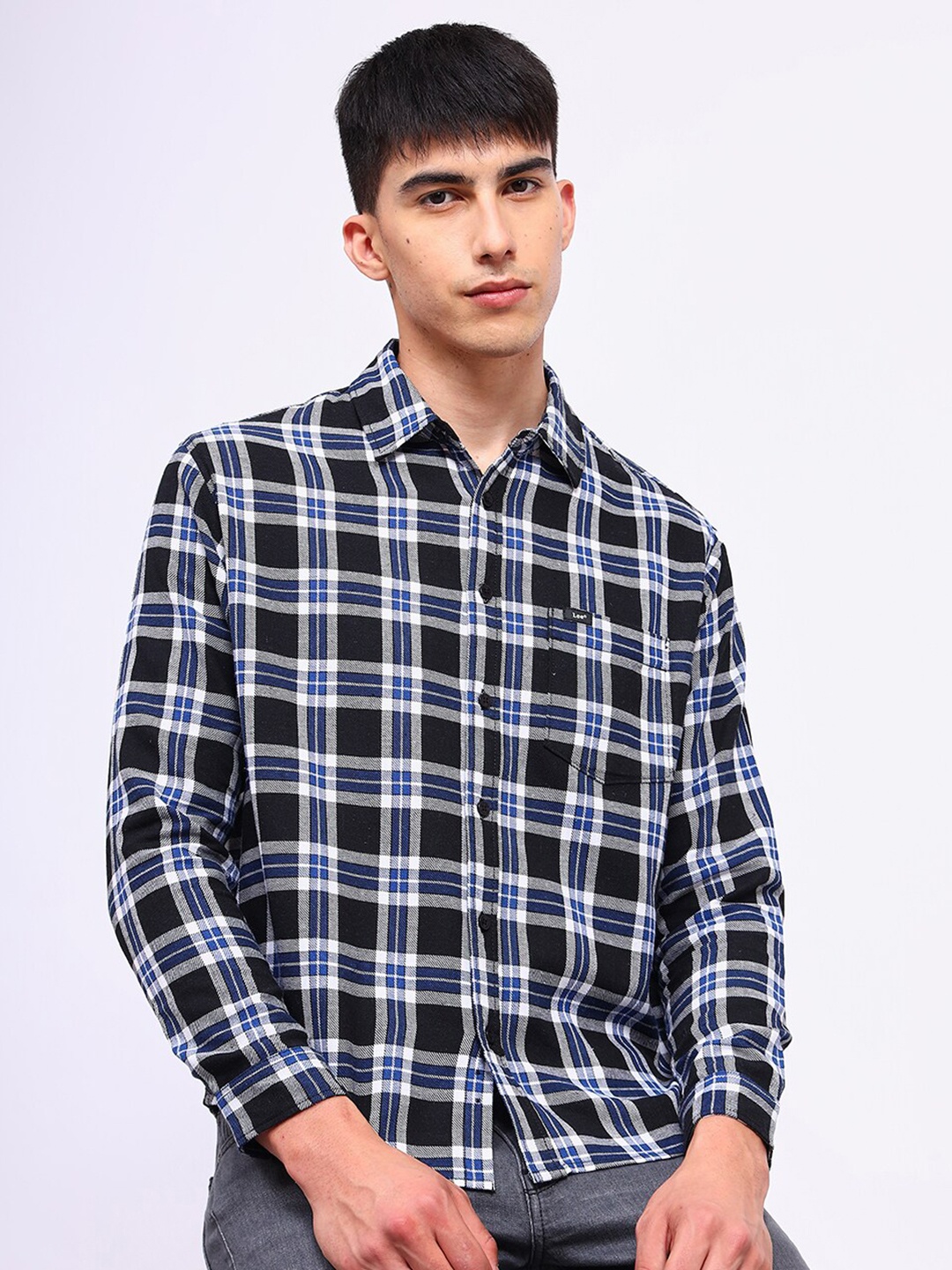 

Lee Relaxed Tartan Checked Cotton Casual Shirt, Blue