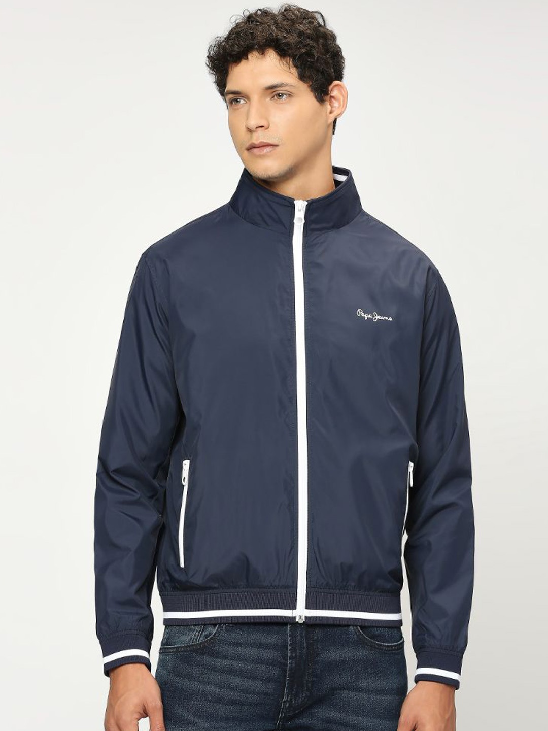 

Pepe Jeans Mock Collar Long Sleeves Sporty Jacket, Blue