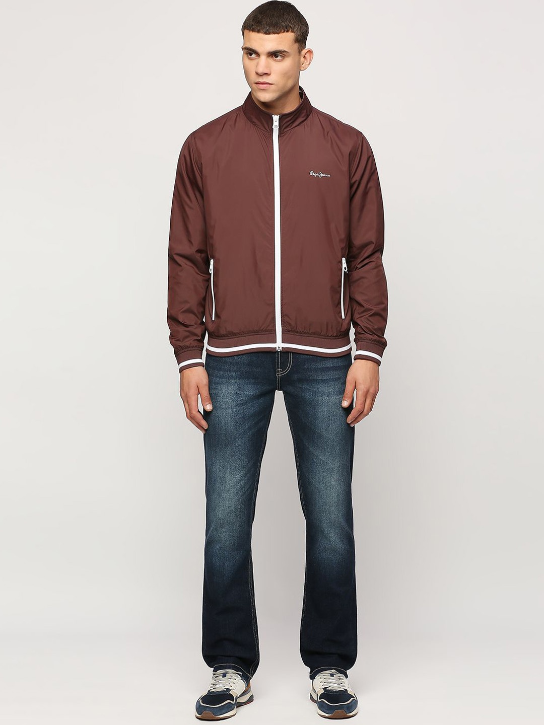 

Pepe Jeans Mock Collar Long Sleeves Sporty Jacket, Red