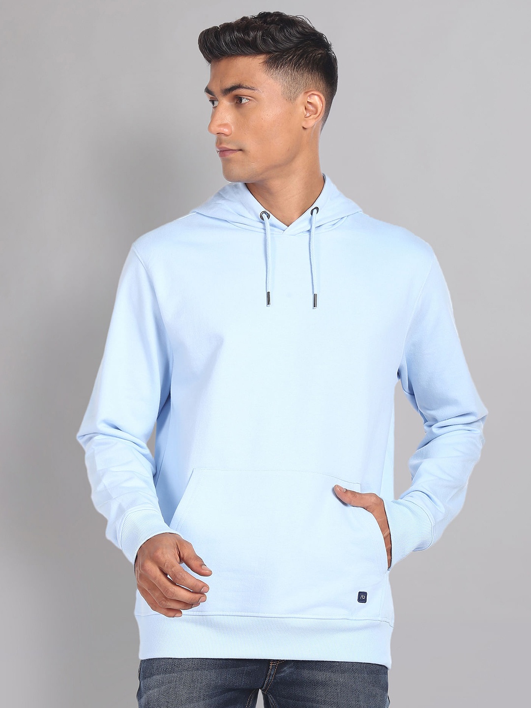 

AD By Arvind Hooded Kangaroo Pocket Cotton Pullover Sweatshirt, Blue