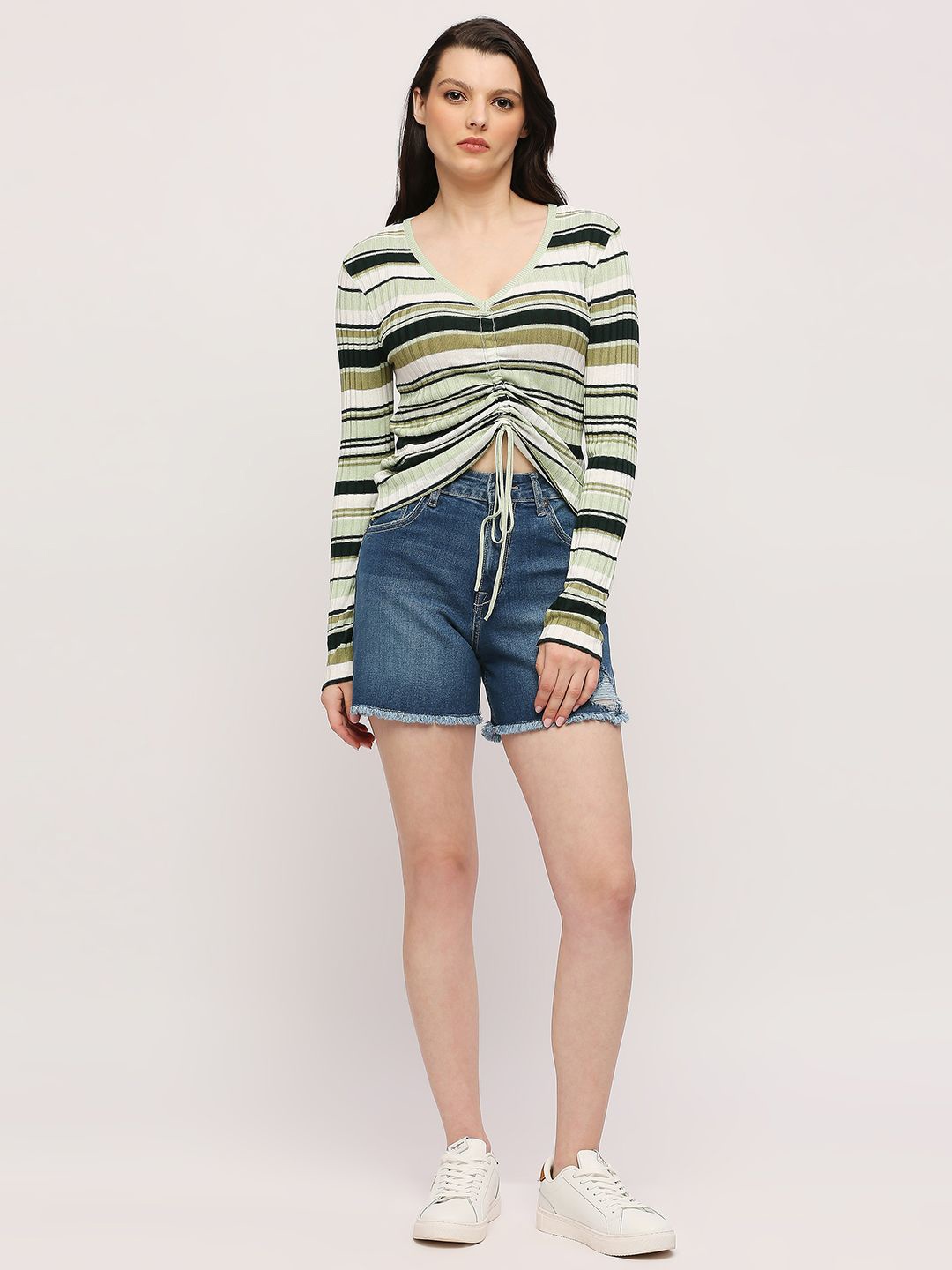 

Pepe Jeans Horizontal Striped Crop Top, Green