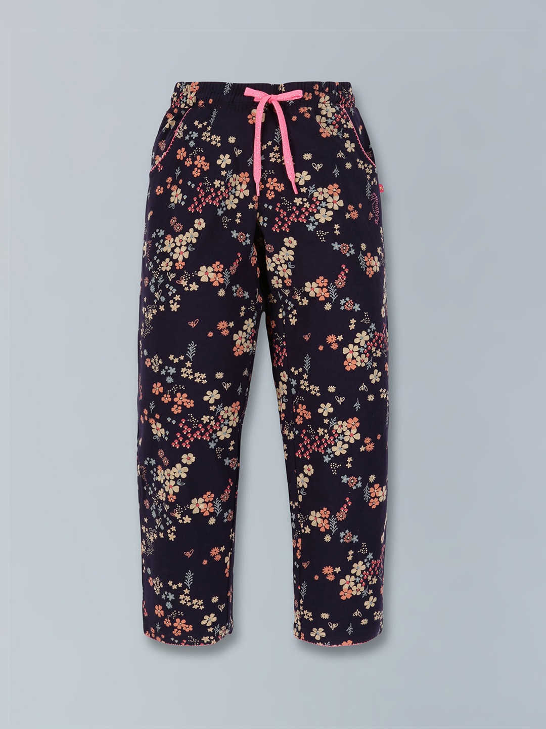 

3PIN Girls Printed Cotton Lounge Pants, Navy blue