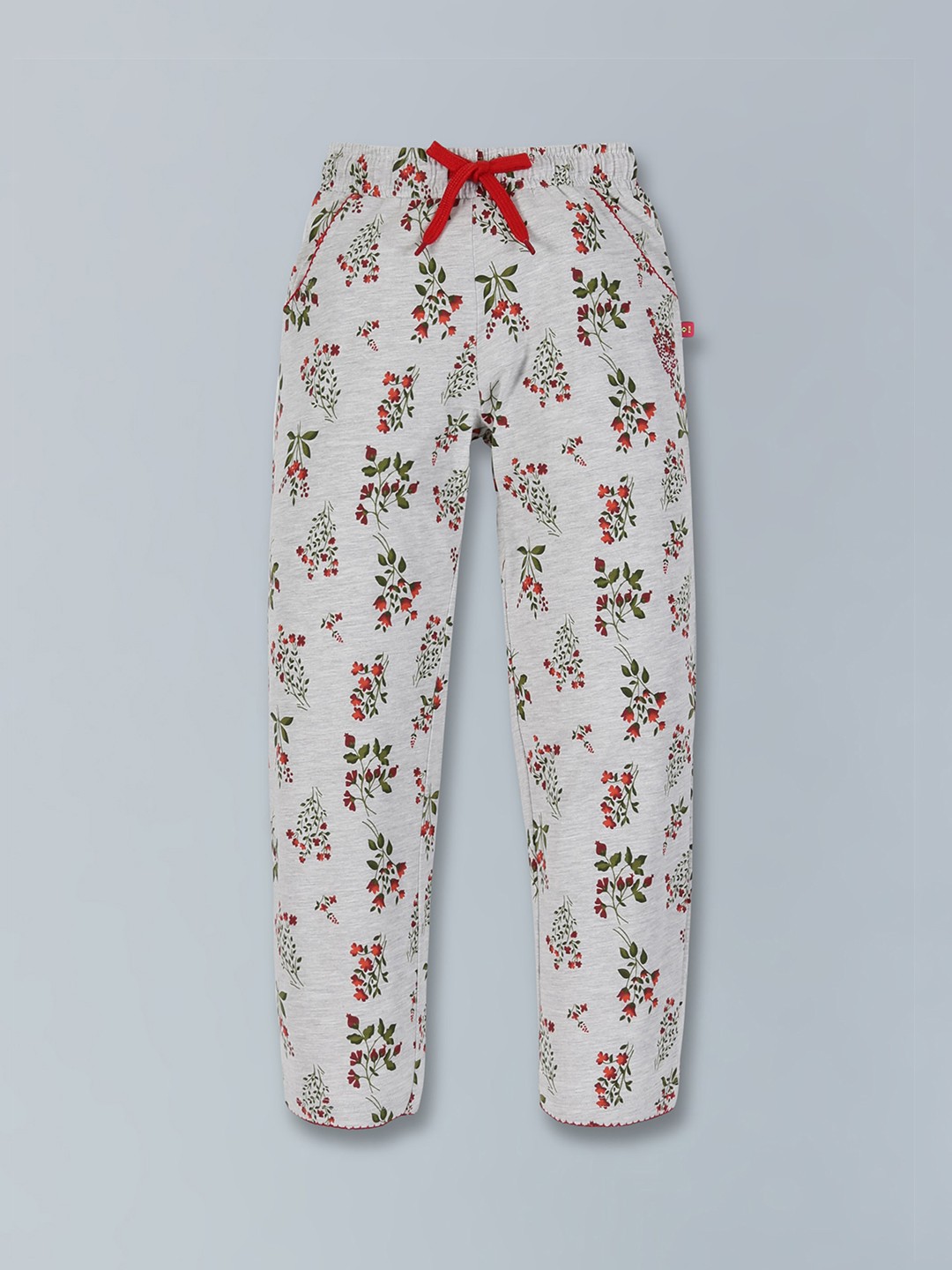 

3PIN Girls Printed Cotton Lounge Pants, Grey melange
