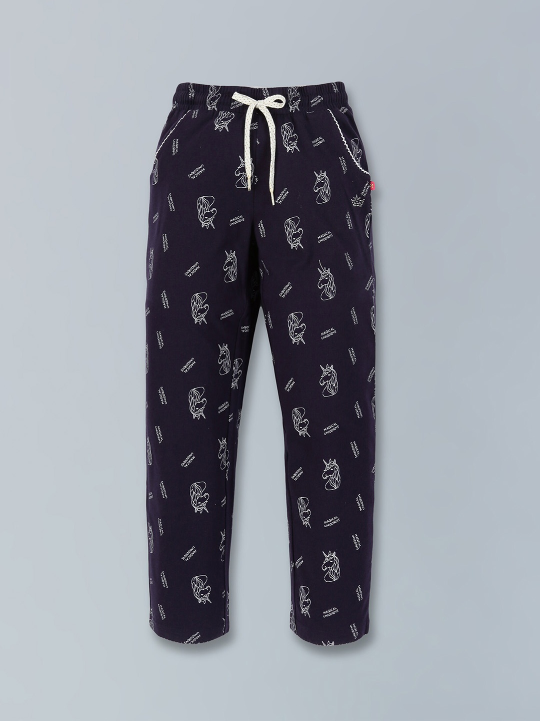 

3PIN Girls Printed Cotton Lounge Pants, Navy blue