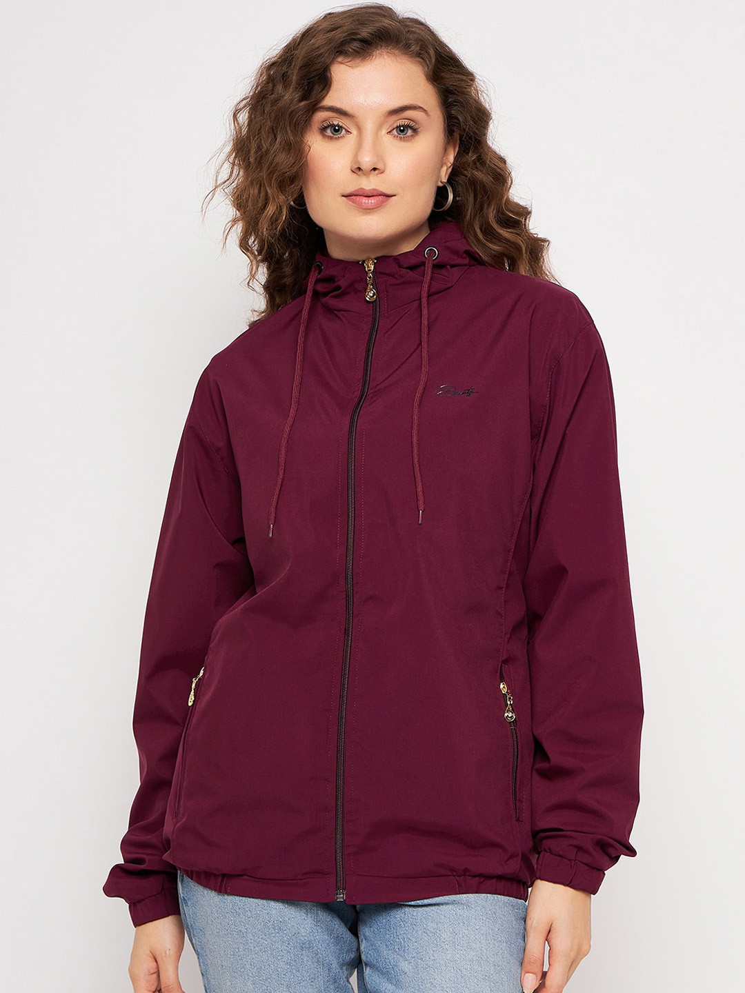 

BETTER THINK Long Sleeves Windcheater & Water Resistant Hooded Tailored Jacket, Maroon