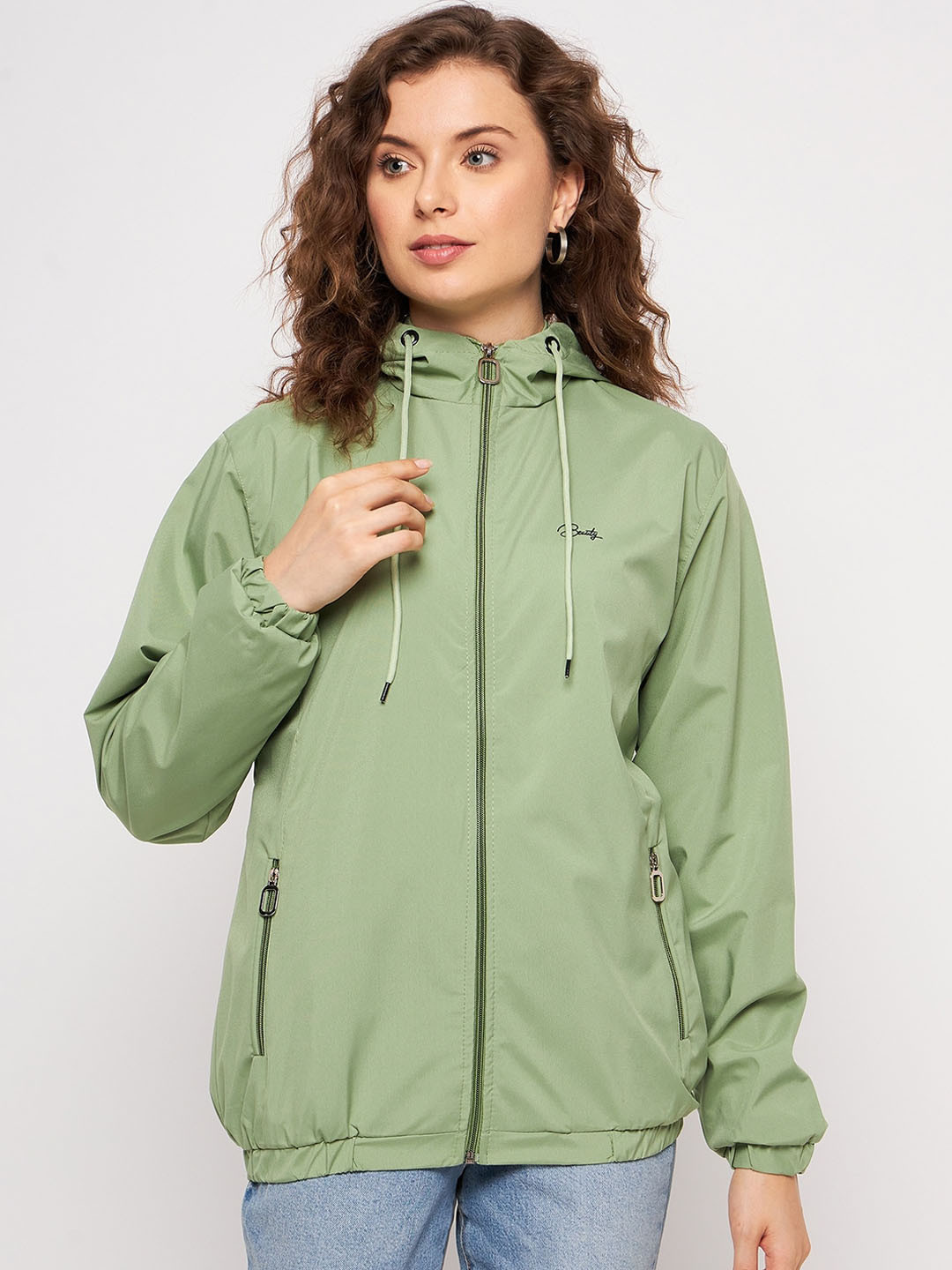 

BETTER THINK Hooded Windcheater & Water Resistant Sporty Jacket, Green