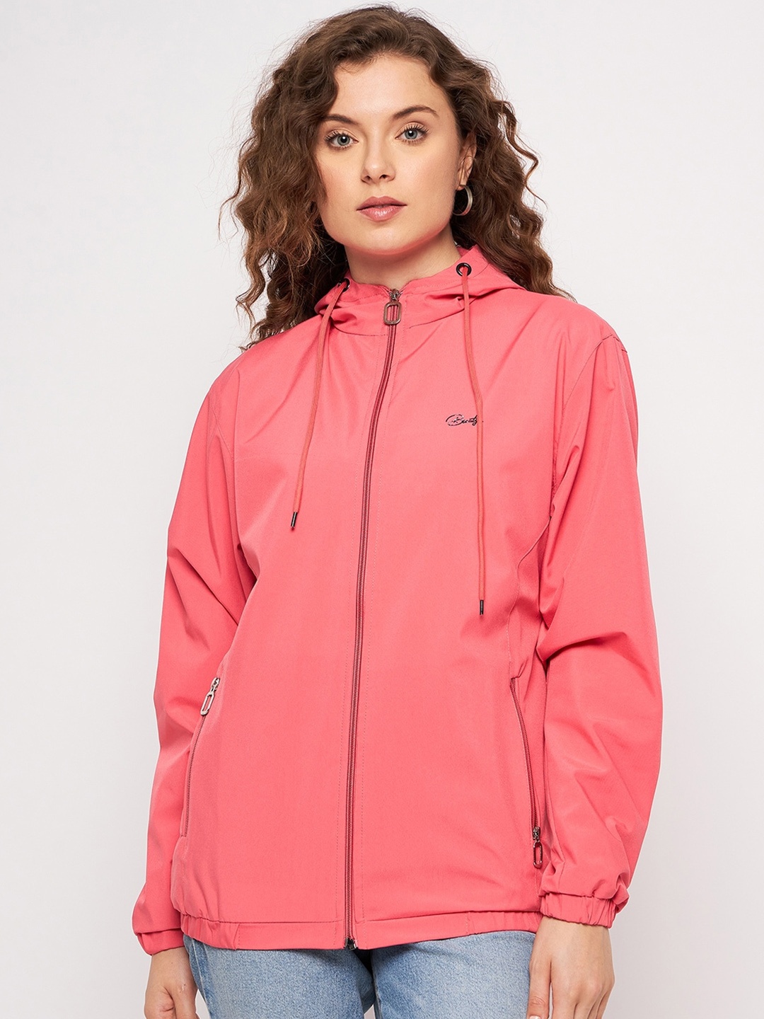 

BETTER THINK Windcheater and Water Resistant Hooded Tailored Jacket, Peach