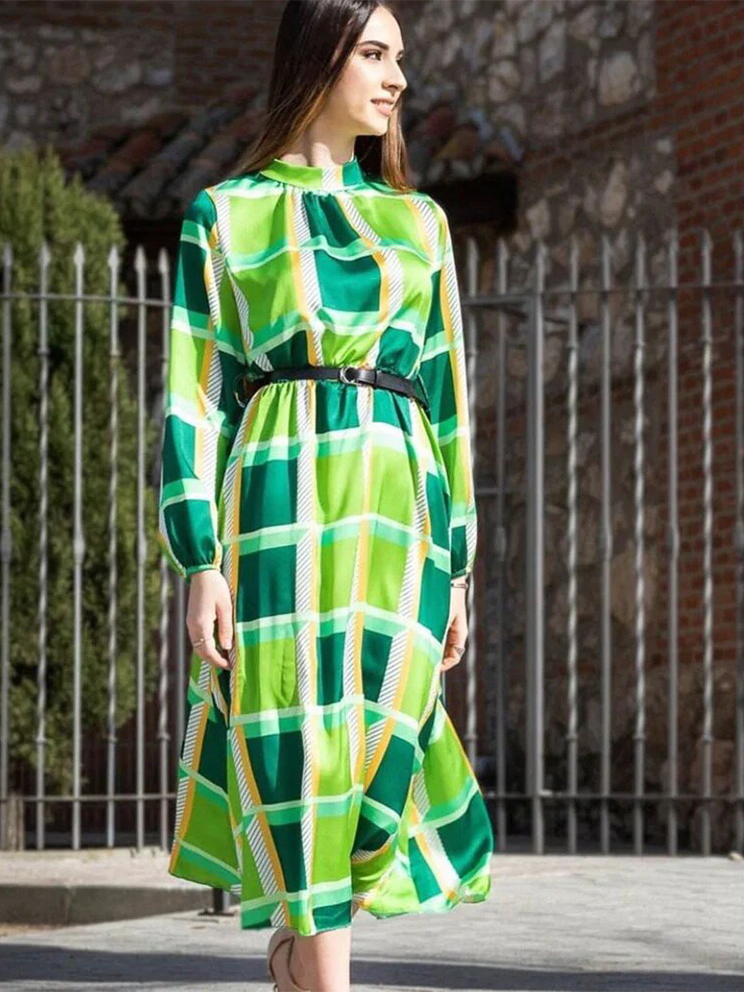 

StyleCast High Neck Print Maxi Dress, Green